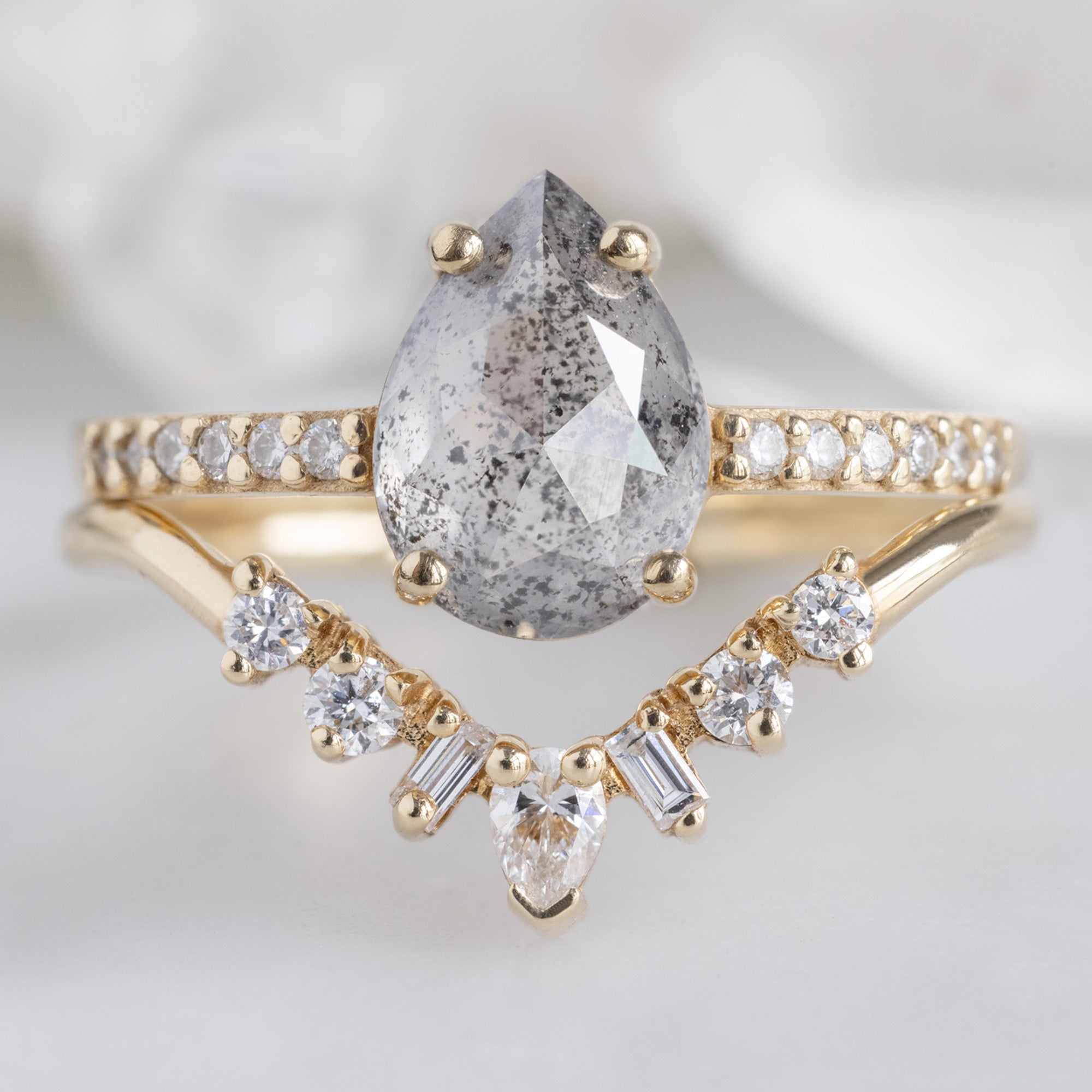 Alexis Russell Engagement Rings The Willow Ring | 1.03ct Pear Grey Diamond in 14K Yellow Gold