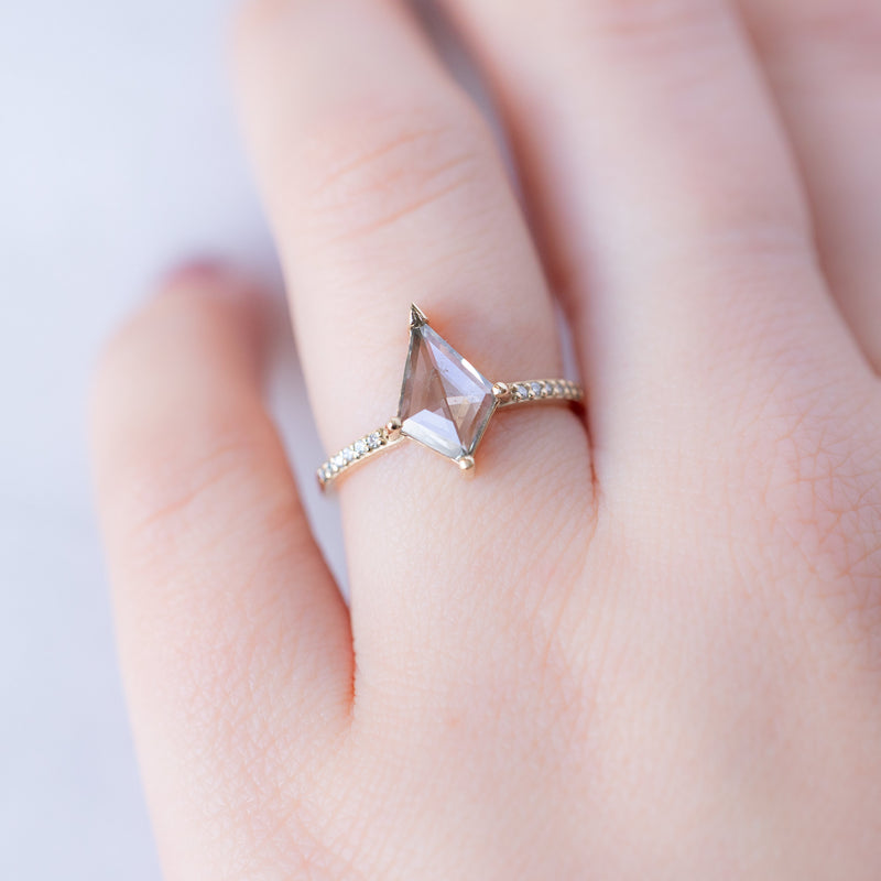 The Willow Ring | 0.95ct Lab Grown Grey Kite Diamond in 14K Yellow Gold