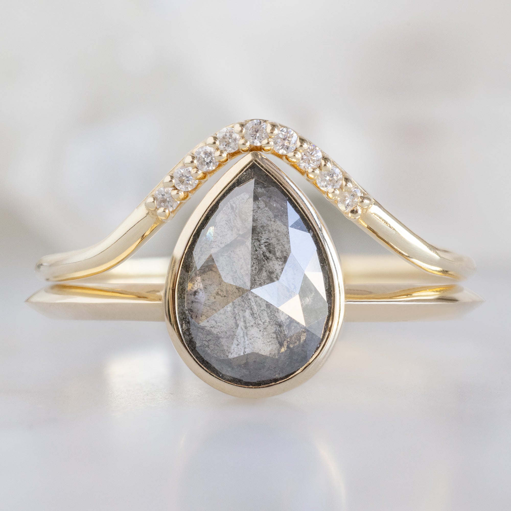 Alexis Russell Engagement Rings The Hazel Ring | 1.28ct Rose Cut Salt and Pepper Diamond in 14K Yellow Gold