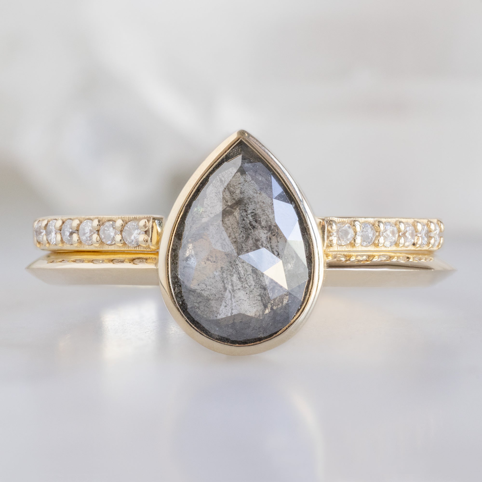 Alexis Russell Engagement Rings The Hazel Ring | 1.28ct Rose Cut Salt and Pepper Diamond in 14K Yellow Gold
