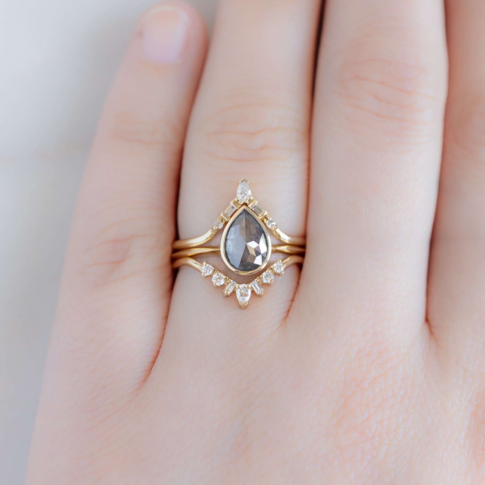 Alexis Russell Engagement Rings The Hazel Ring | 1.28ct Rose Cut Salt and Pepper Diamond in 14K Yellow Gold