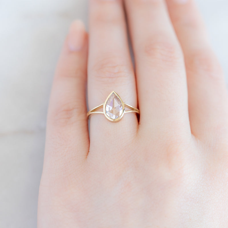 The Magnolia Ring | 1.08ct Rose Cut Lab Grown White Diamond in 14K Yellow Gold