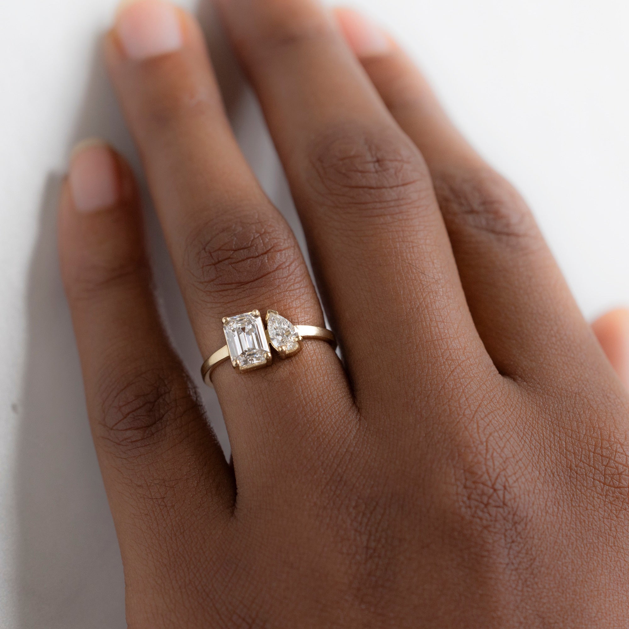 Alexis Russell Engagement Rings The You and Me Ring | 1.25ct Emerald Cut Lab Grown Diamond in 14K Yellow Gold