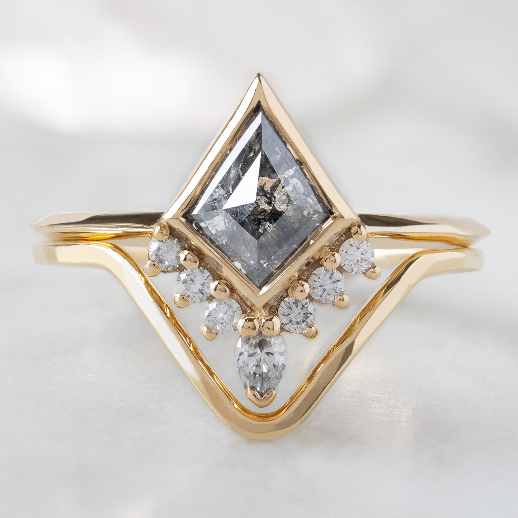 Alexis Russell  Engagement Rings The Aster Ring | 1.02ct Kite Salt and Pepper Diamond in 14K Yellow Gold