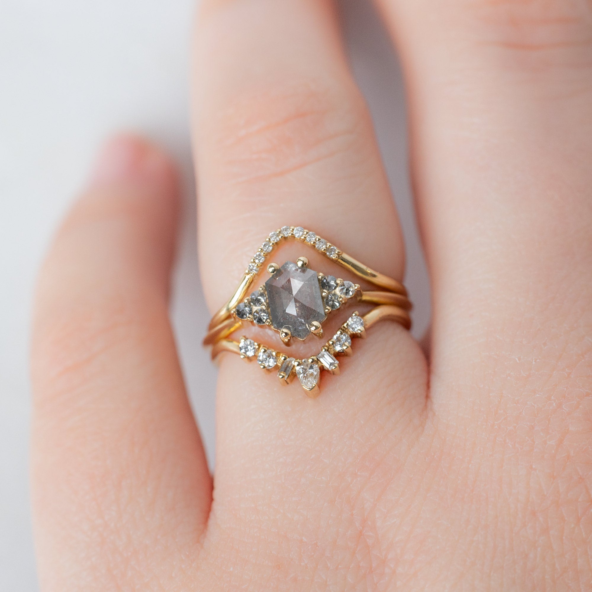 Alexis Russell  Engagement Rings The Ivy Ring | 0.63ct Hexagon Grey Diamond in 14K Yellow Gold
