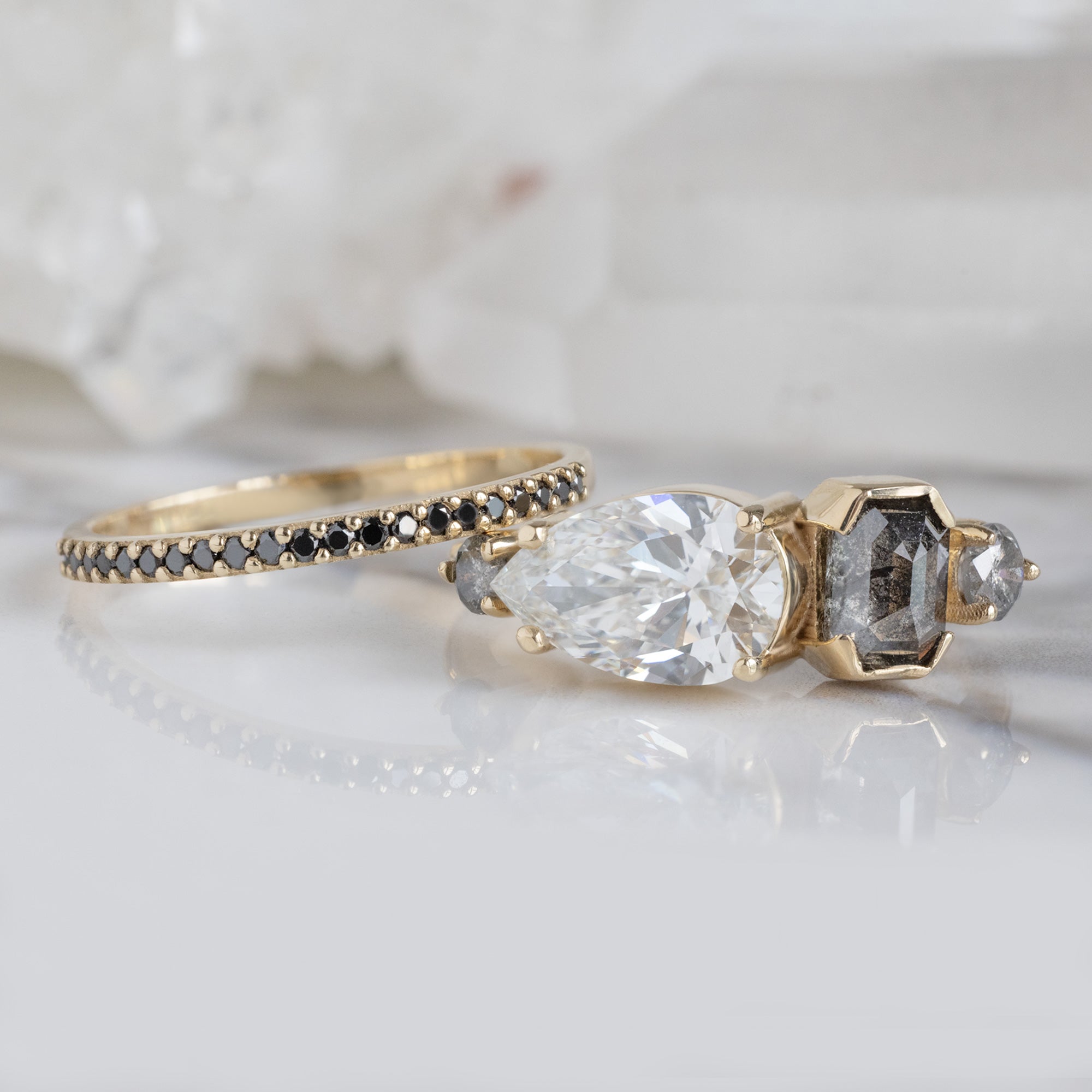 Alexis Russell  Engagement Rings The Line Ring | 1.54ct Pear Lab Grown White Diamond in 14K Yellow Gold