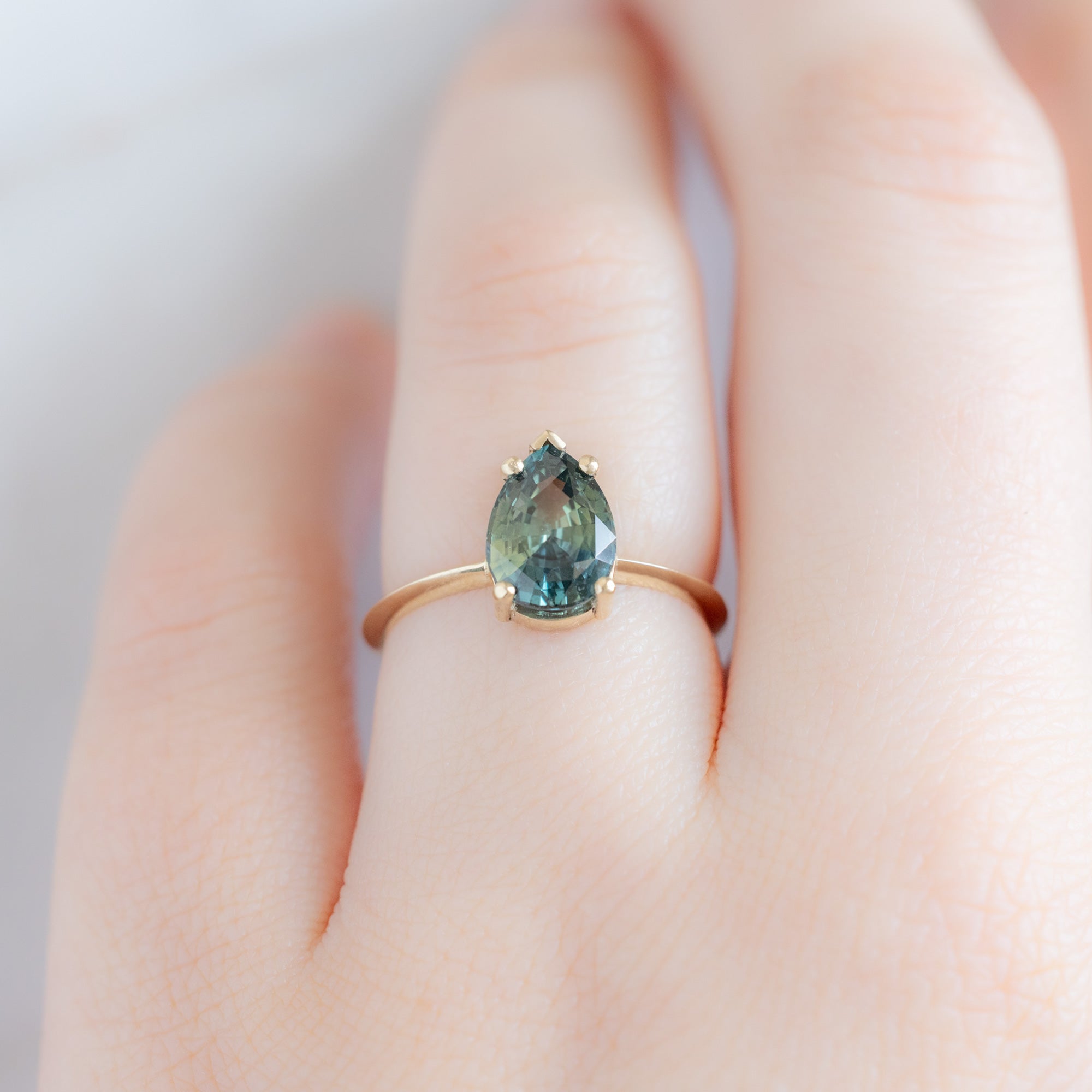Alexis Russell  Engagement Rings The Sage Ring | 2.04ct Pear Teal Sapphire in 14K Yellow Gold