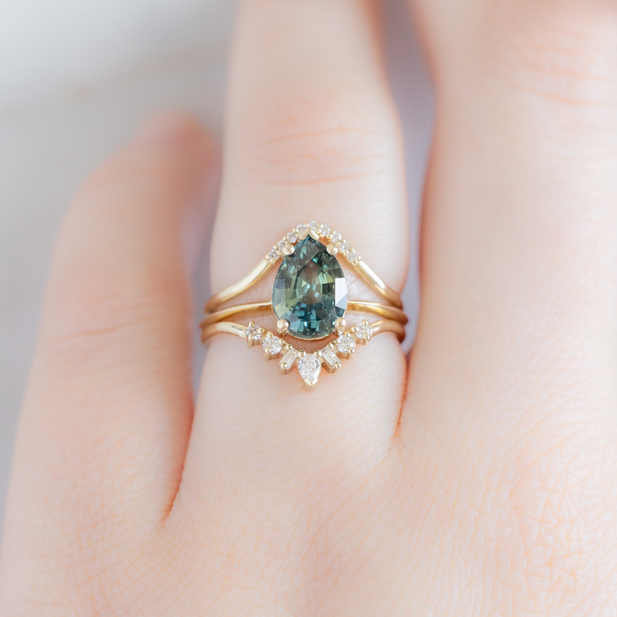 Alexis Russell  Engagement Rings The Sage Ring | 2.04ct Pear Teal Sapphire in 14K Yellow Gold