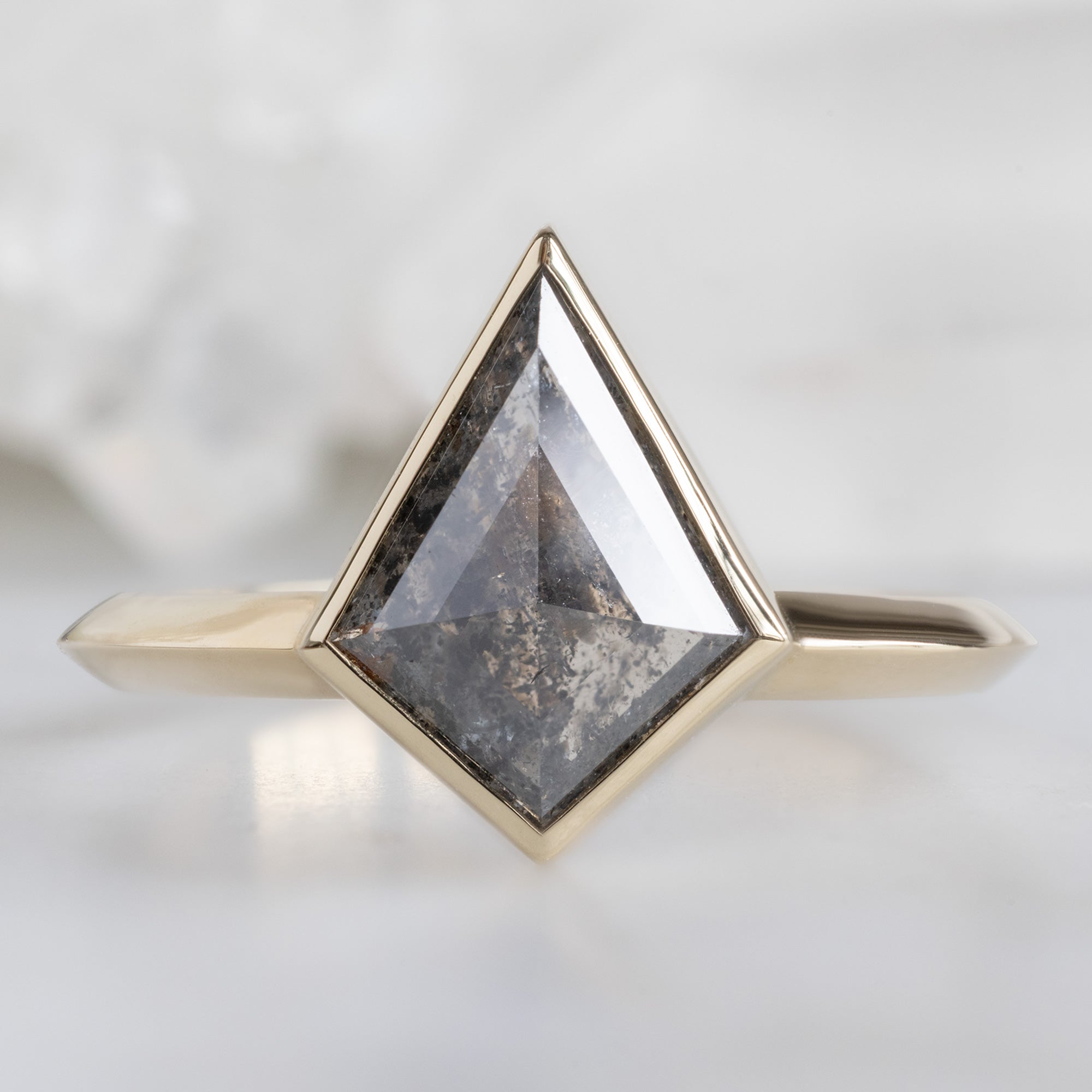 Alexis Russell  Engagement Rings The Hazel Ring | 2.05ct Kite Salt and Pepper Diamond in 14K Yellow Gold