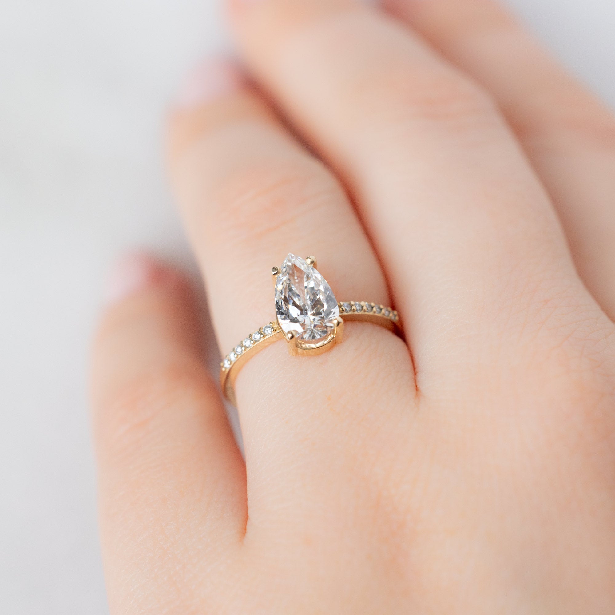 Alexis Russell  Engagement Rings The Willow Ring | 1.39ct Lab Grown Pear White Diamond in 14K Yellow Gold