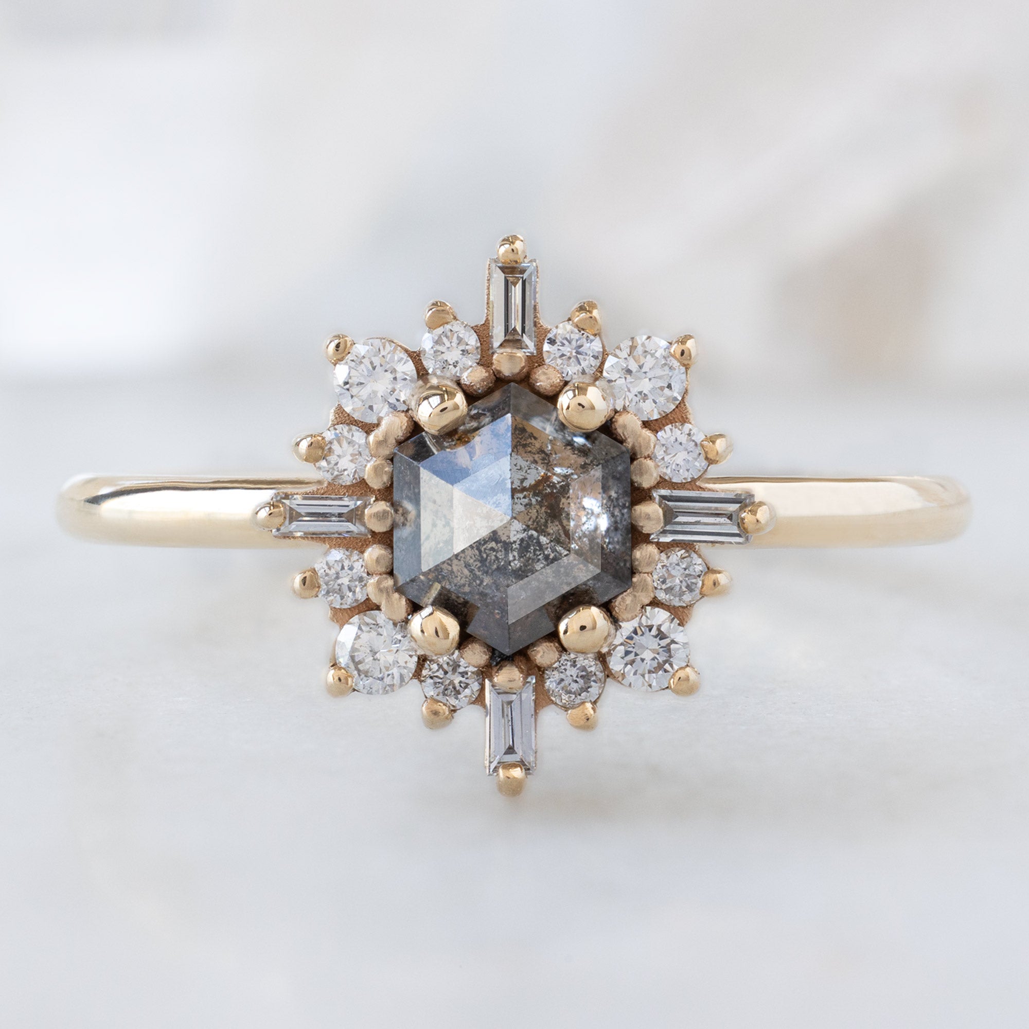Alexis Russell  Engagement Rings The Compass Ring | Build Your Own Hexagon Salt and Pepper Diamond Engagement Ring