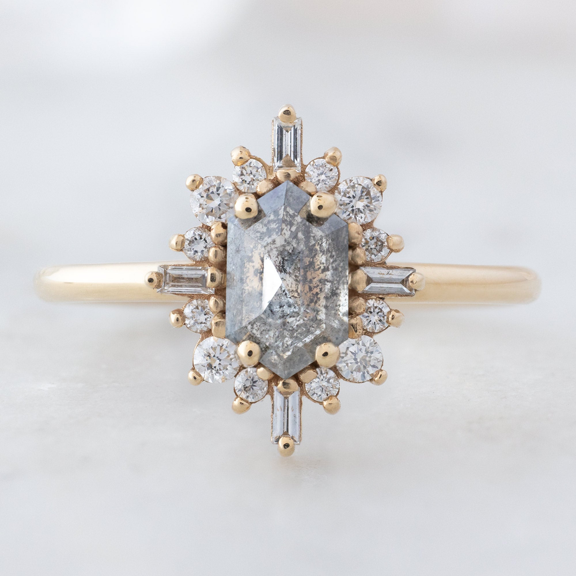 Alexis Russell  Engagement Rings The Compass Ring | Build Your Own Hexagon Salt and Pepper Diamond Engagement Ring