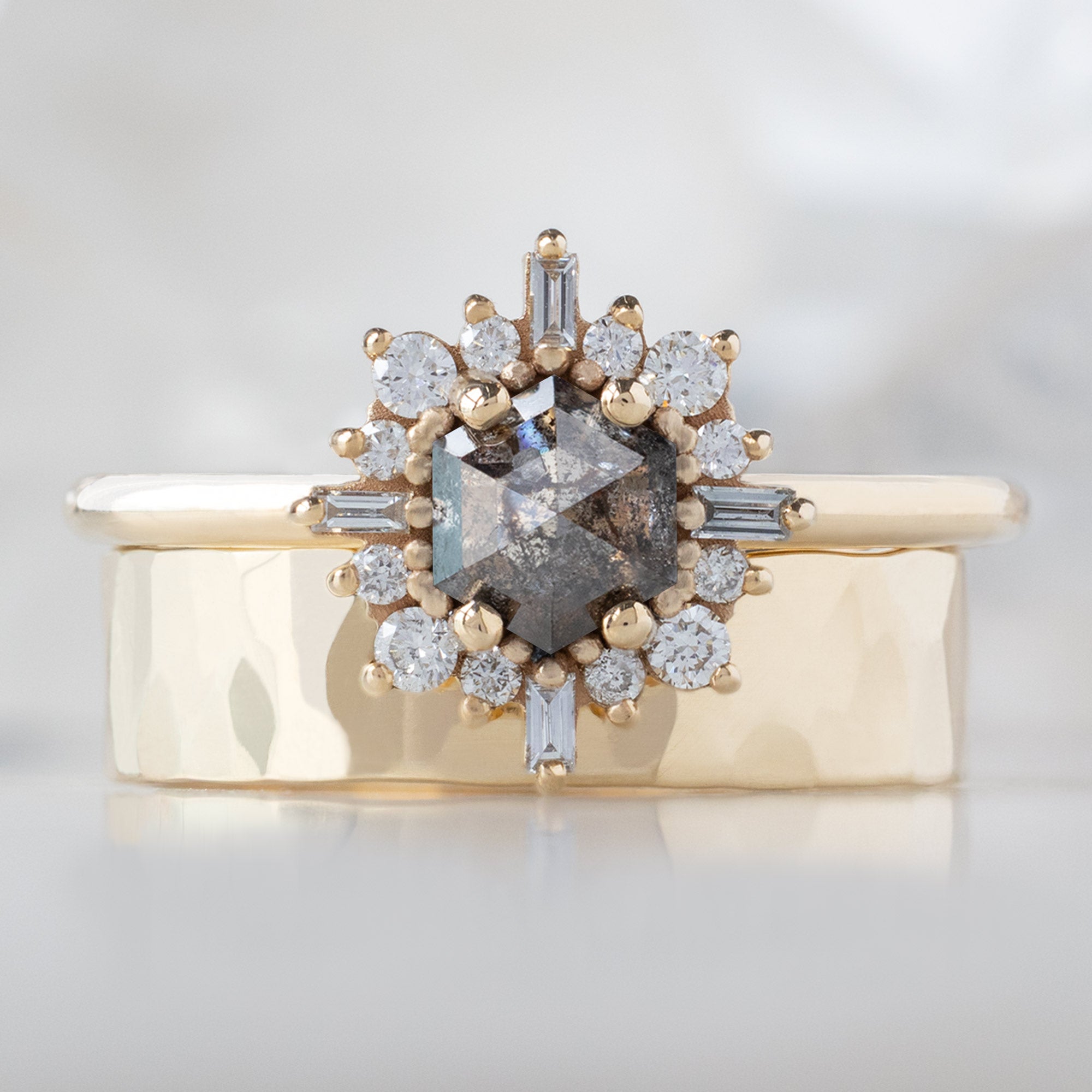 Alexis Russell  Engagement Rings The Compass Ring | Build Your Own Hexagon Salt and Pepper Diamond Engagement Ring