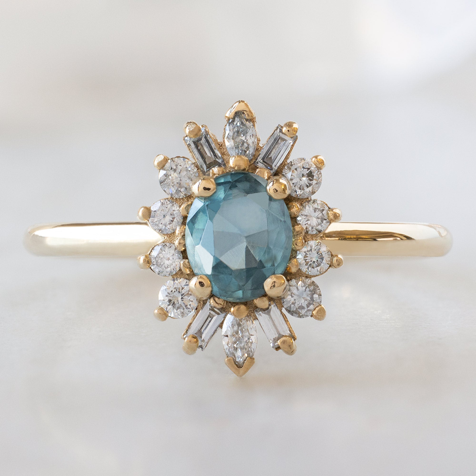 Alexis Russell  Engagement Rings The Camellia Ring | Build Your Own Oval Blue Sapphire Diamond Engagement Ring
