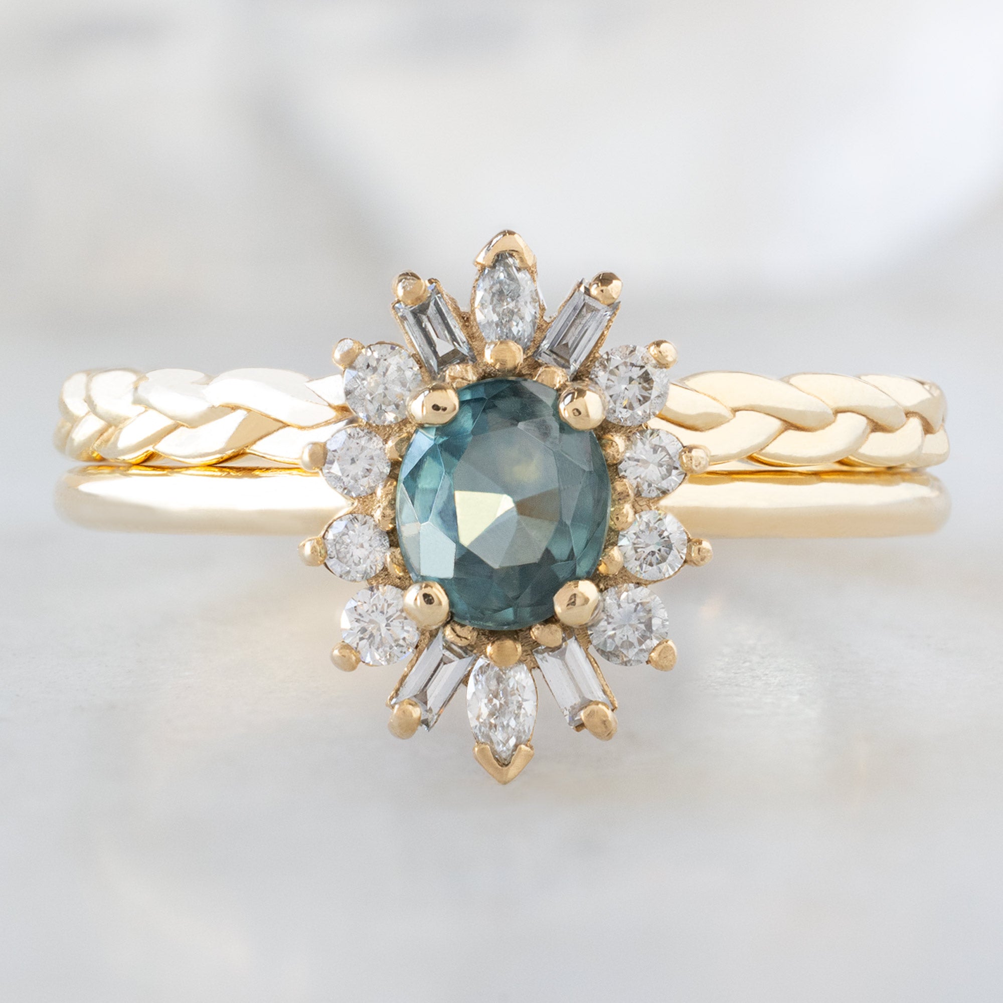 Alexis Russell  Engagement Rings The Camellia Ring | Build Your Own Oval Blue Sapphire Diamond Engagement Ring