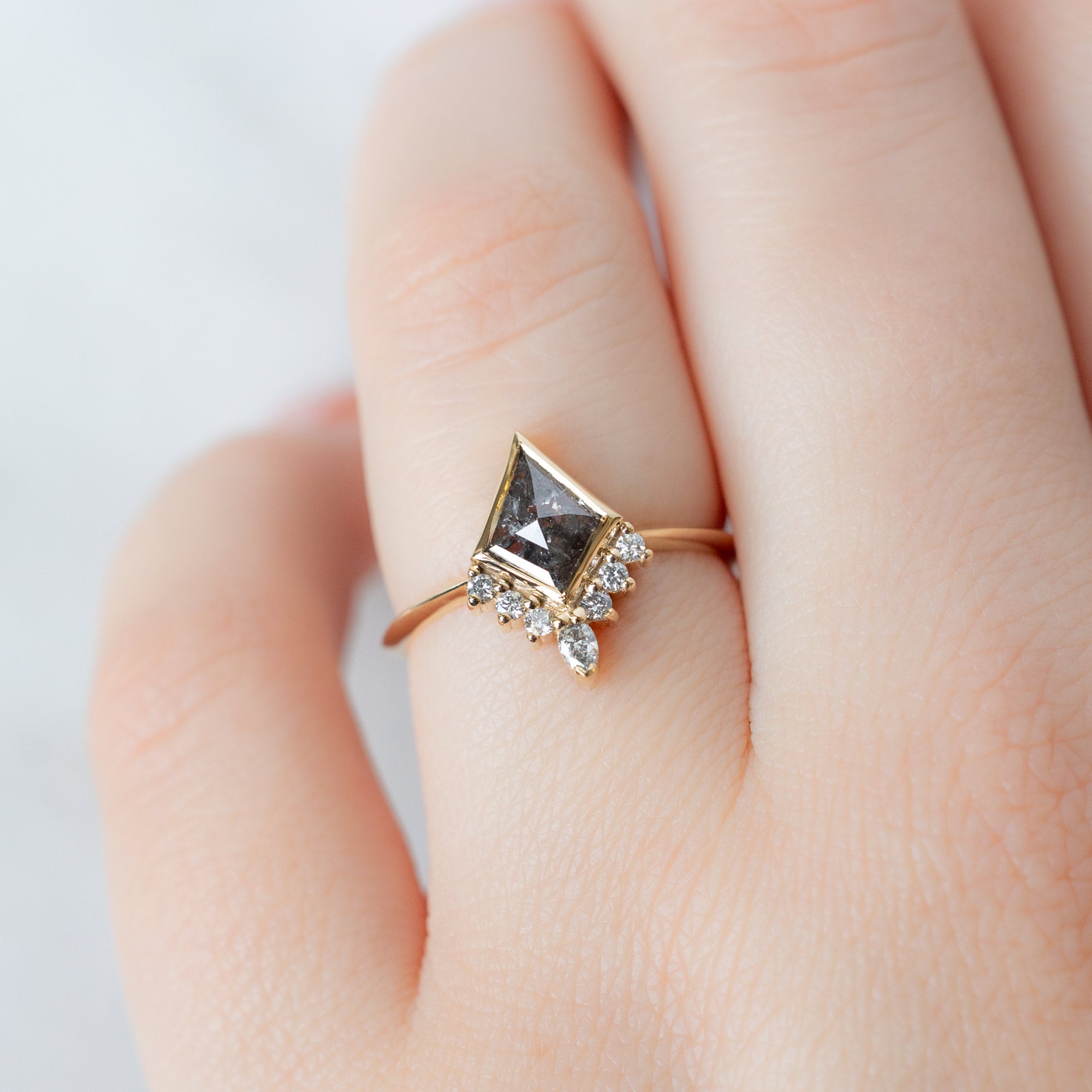 Alexis Russell  Engagement Rings The Aster Ring | Build Your Own Kite Salt and Pepper Diamond Engagement Ring