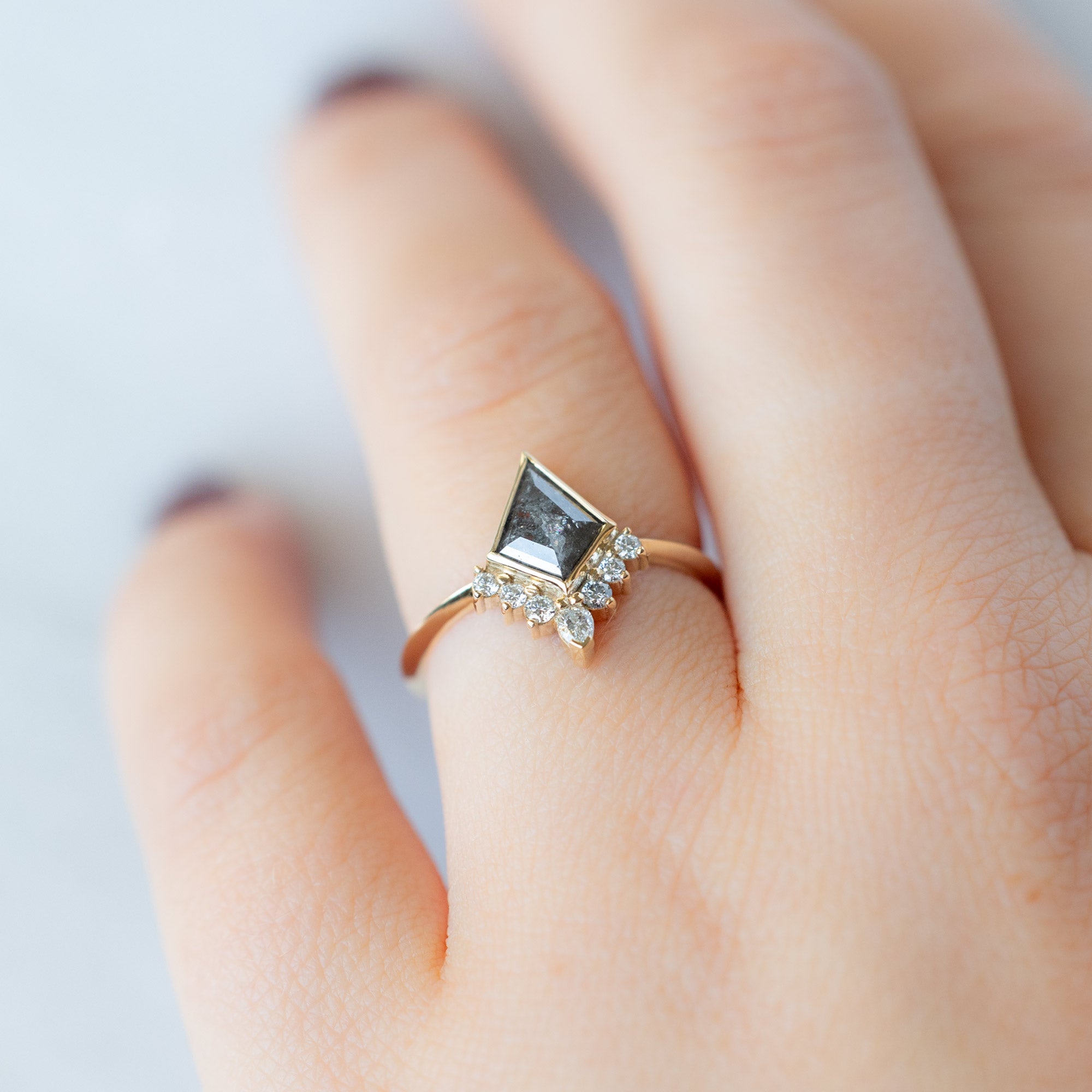 Alexis Russell  Engagement Rings The Aster Ring | Build Your Own Kite Salt and Pepper Diamond Engagement Ring