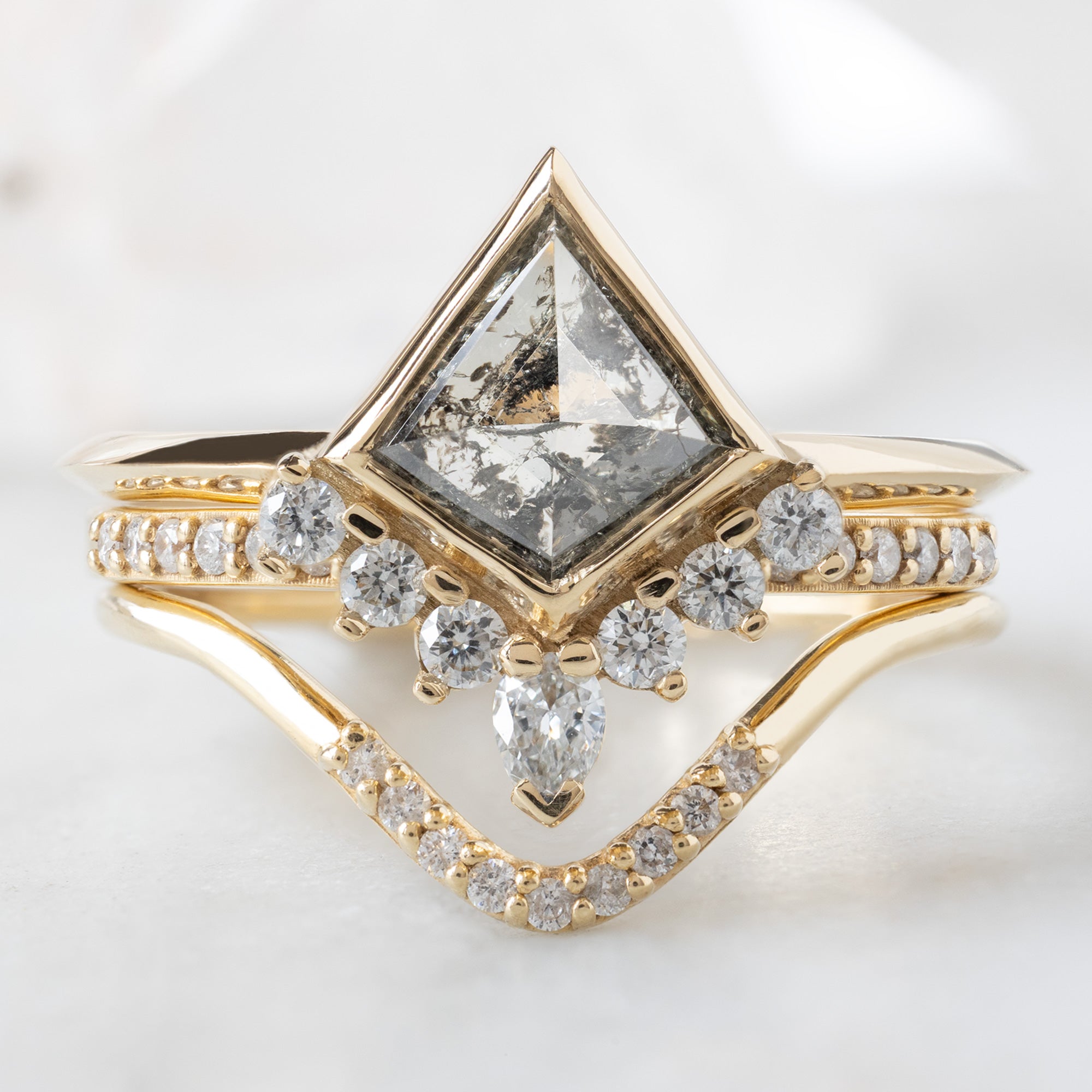 Alexis Russell  Engagement Rings The Aster Ring | Build Your Own Kite Salt and Pepper Diamond Engagement Ring