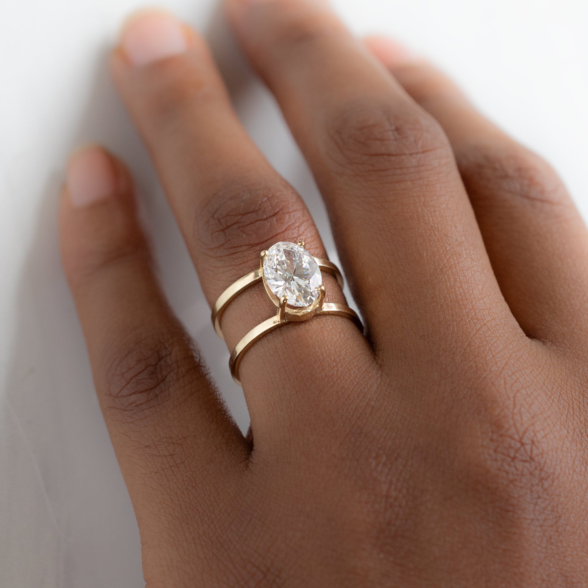 Alexis Russell  Engagement Rings The Poppy Ring | 3.06ct Oval Lab Grown White Diamond in 14K Yellow Gold