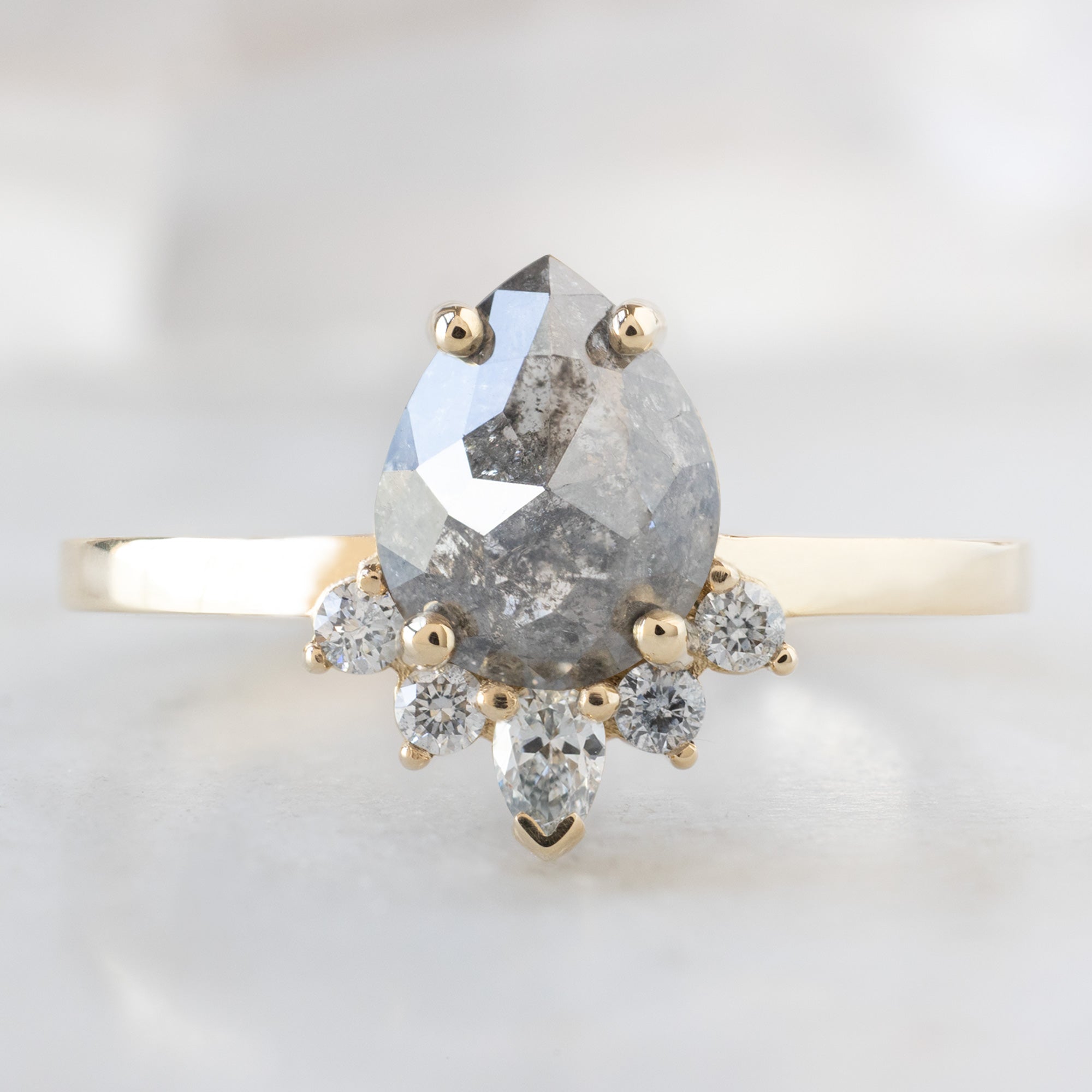 Alexis Russell  Engagement Rings The Aster Ring | 1.31ct Pear Salt and Pepper Diamond in 14K Yellow Gold