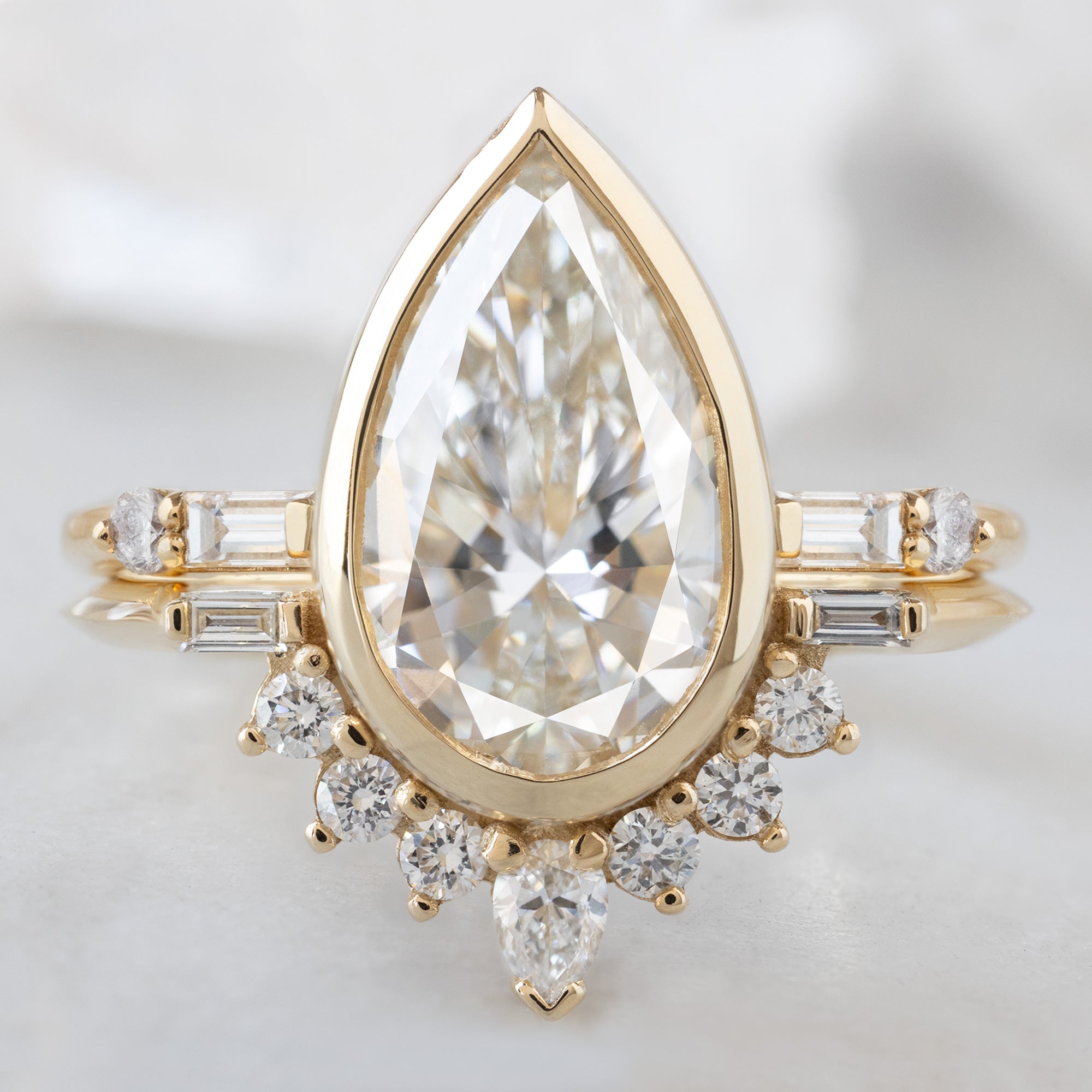 Alexis Russell  Engagement Rings The Posy Ring | 2.81ct Pear Lab Grown White Diamond in 14K Yellow Gold