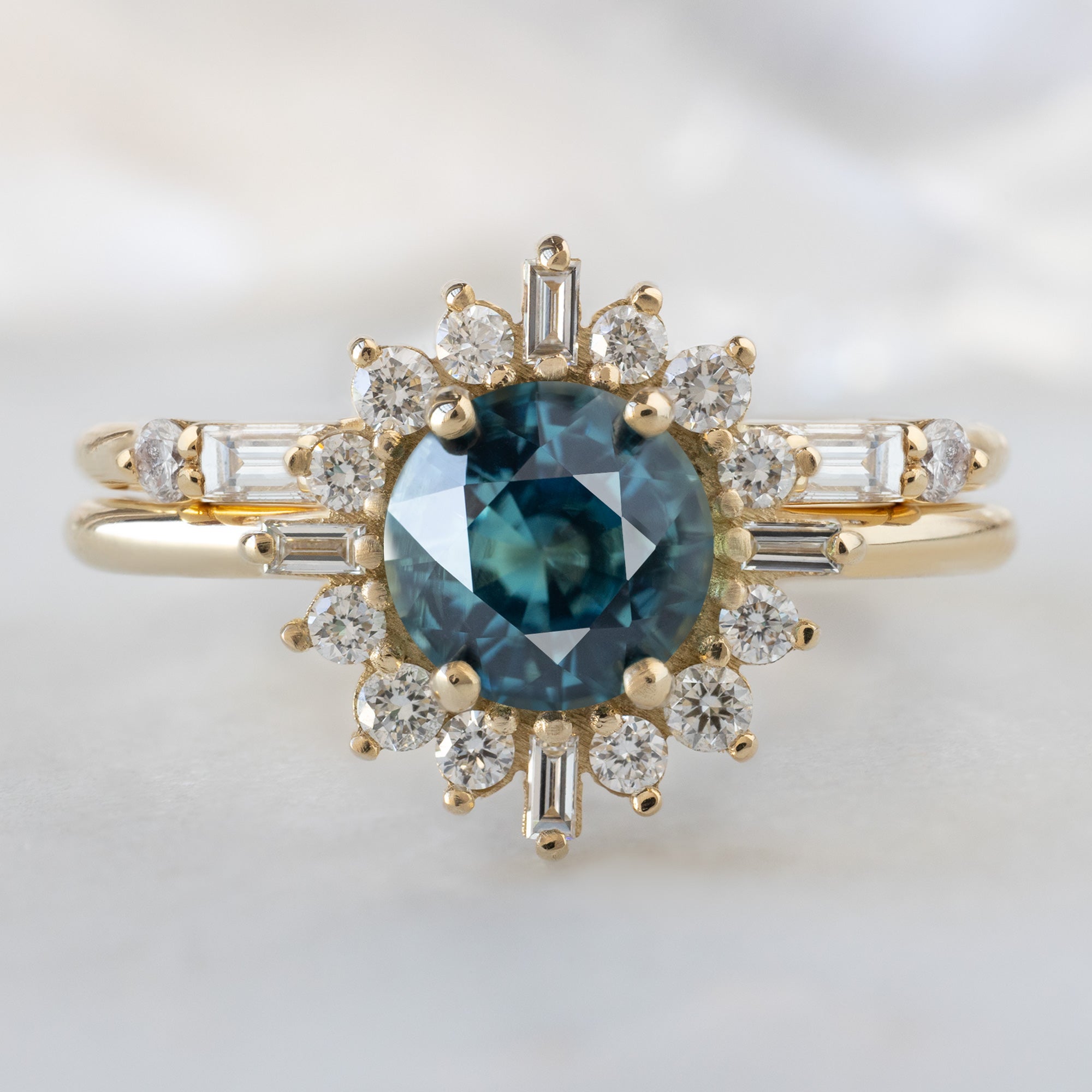 Alexis Russell  Engagement Rings The Compass Ring | 1.19ct Round Blue Sapphire in 14K Yellow Gold