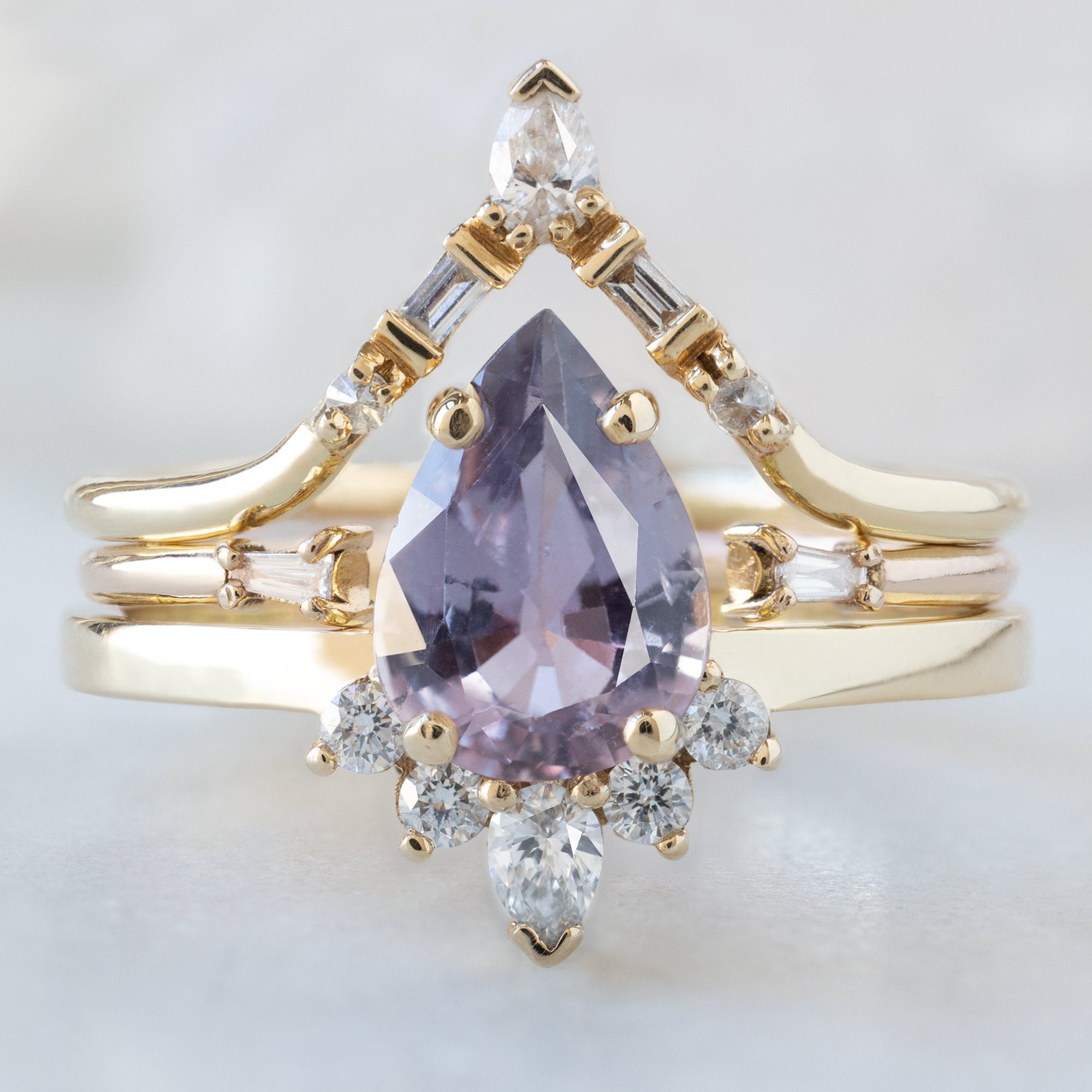 Alexis Russell  Engagement Rings The Aster Ring | 1.06ct Pear Purple Sapphire in 14K Yellow Gold