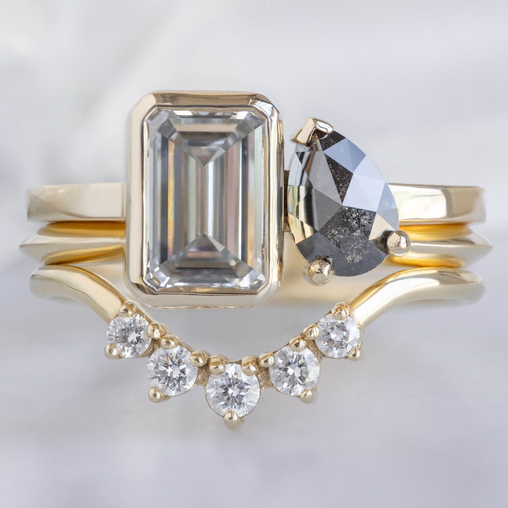 Alexis Russell  Engagement Rings The You and Me Ring | 1.5ct Emerald Cut Lab Grown White Diamond in 14K Yellow Gold
