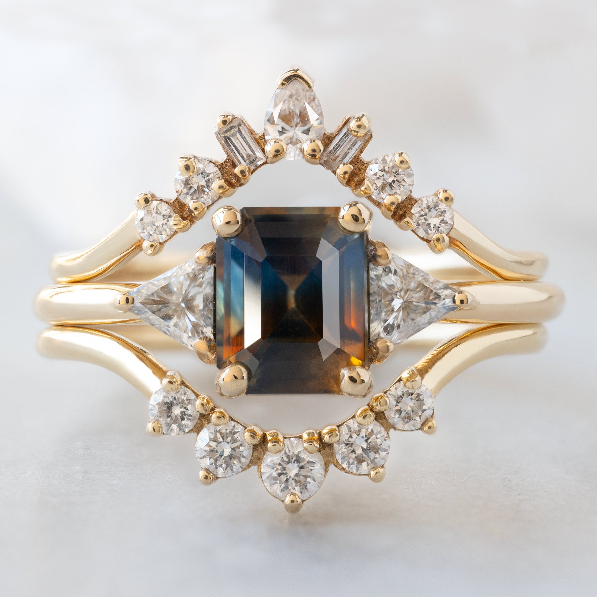 Alexis Russell  Engagement Rings The Jade Ring | 1.19ct Emerald Cut Parti Sapphire in 14K Yellow Gold