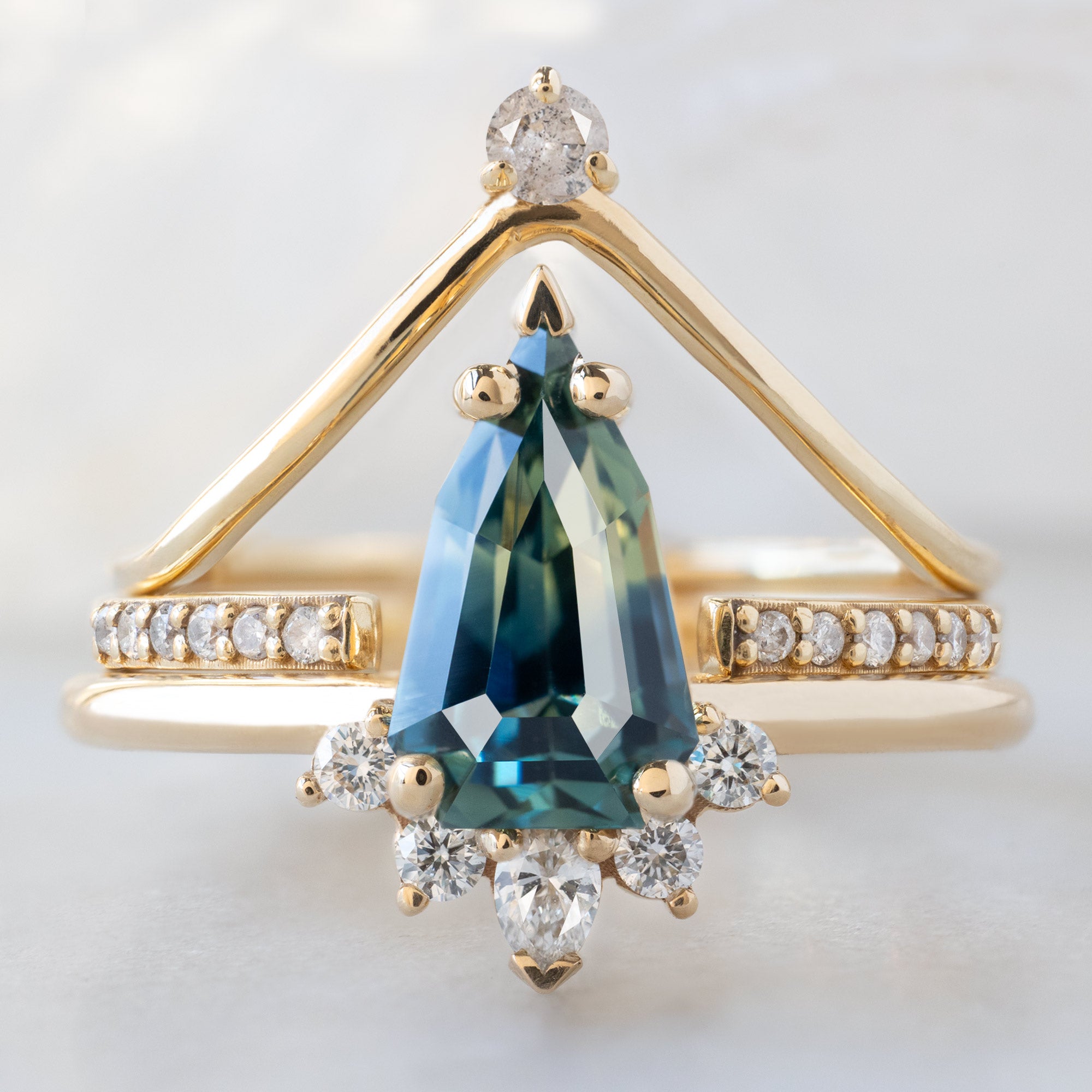Alexis Russell  Engagement Rings The Aster Ring | 1.56ct Geometric Montana Parti Sapphire in 14K Yellow Gold