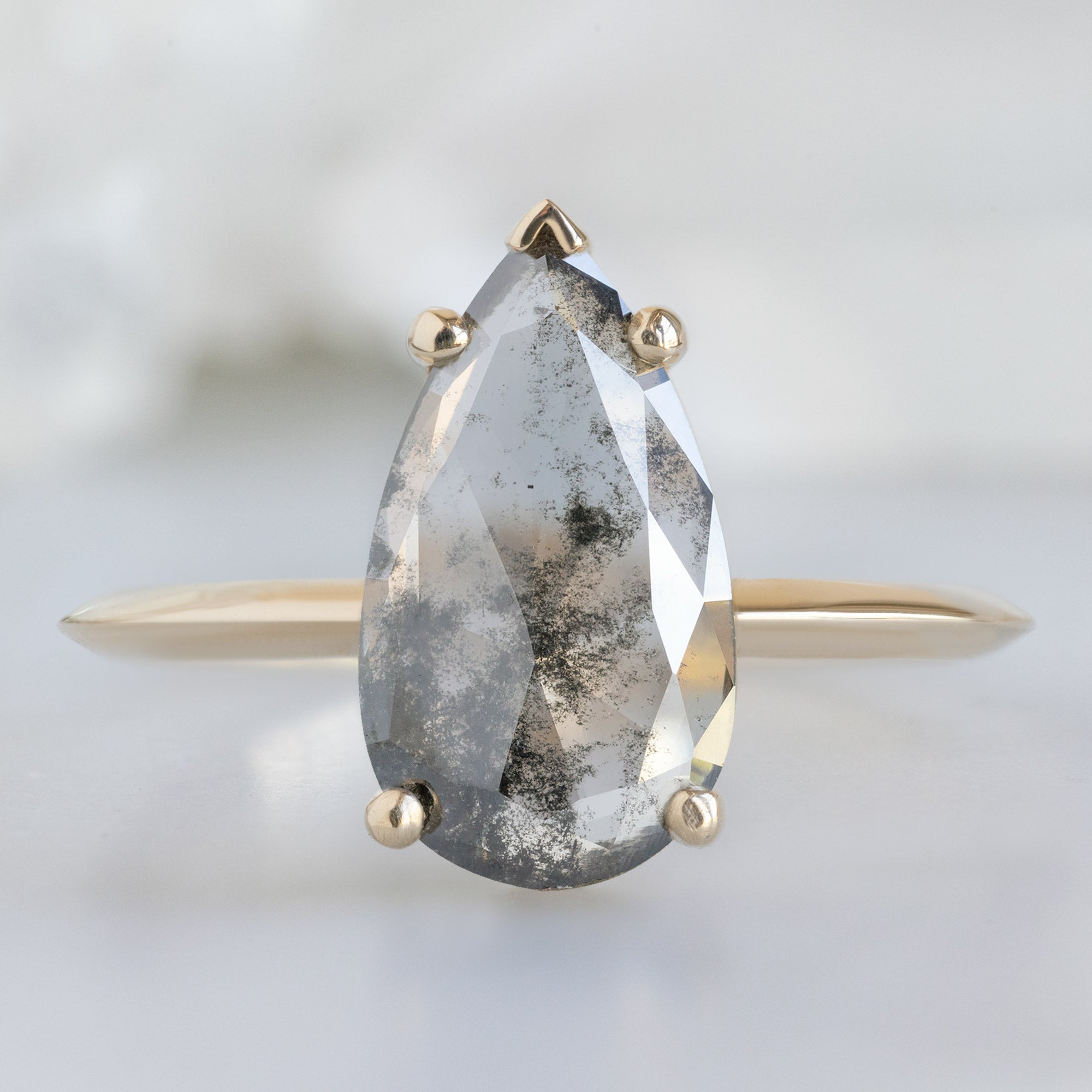 Alexis Russell  Engagement Rings The Sage Ring | 1.19ct Pear Lab Grown Salt and Pepper Diamond in 14K Yellow Gold