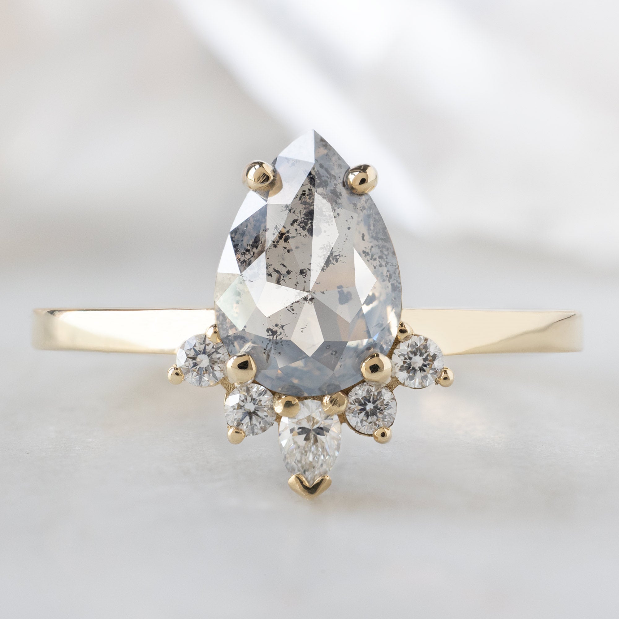 Alexis Russell  Engagement Rings The Aster Ring | 1.19ct Pear Salt and Pepper Diamond in 14K Yellow Gold