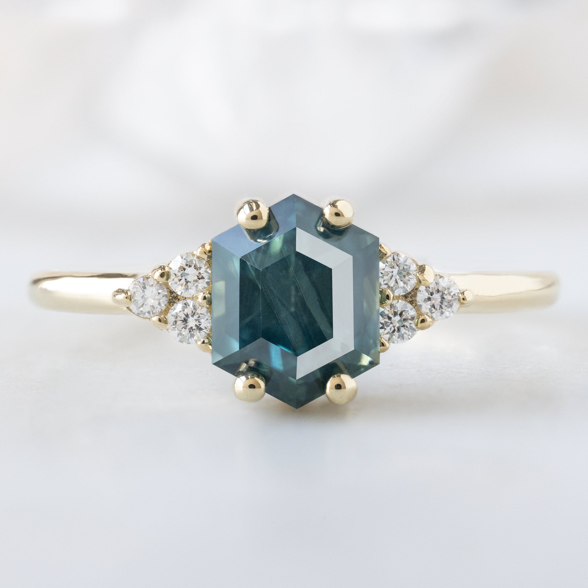 Alexis Russell  Engagement Rings The Ivy Ring | 1.48ct Hexagon Montana Sapphire in 14K Yellow Gold