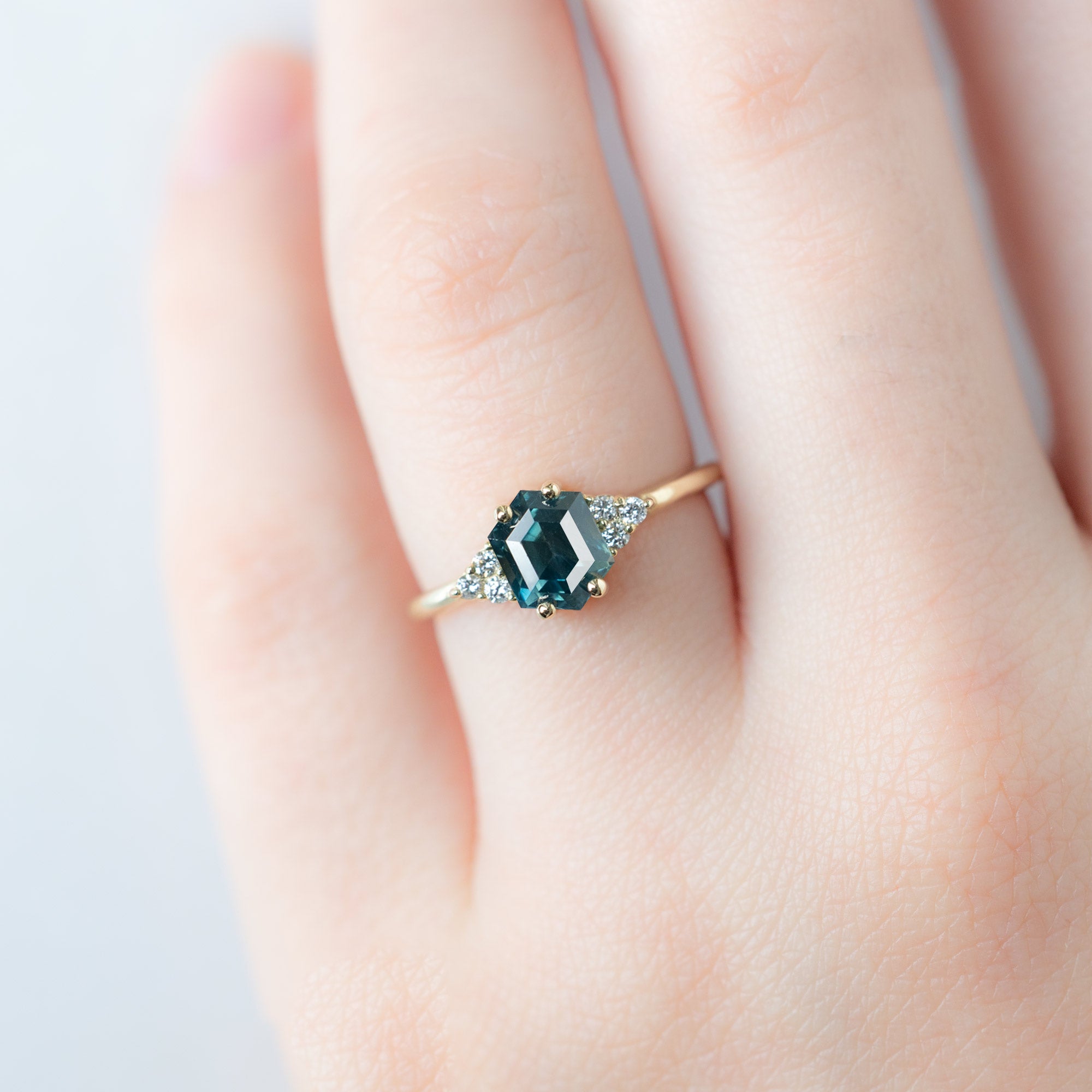 Alexis Russell  Engagement Rings The Ivy Ring | 1.48ct Hexagon Montana Sapphire in 14K Yellow Gold