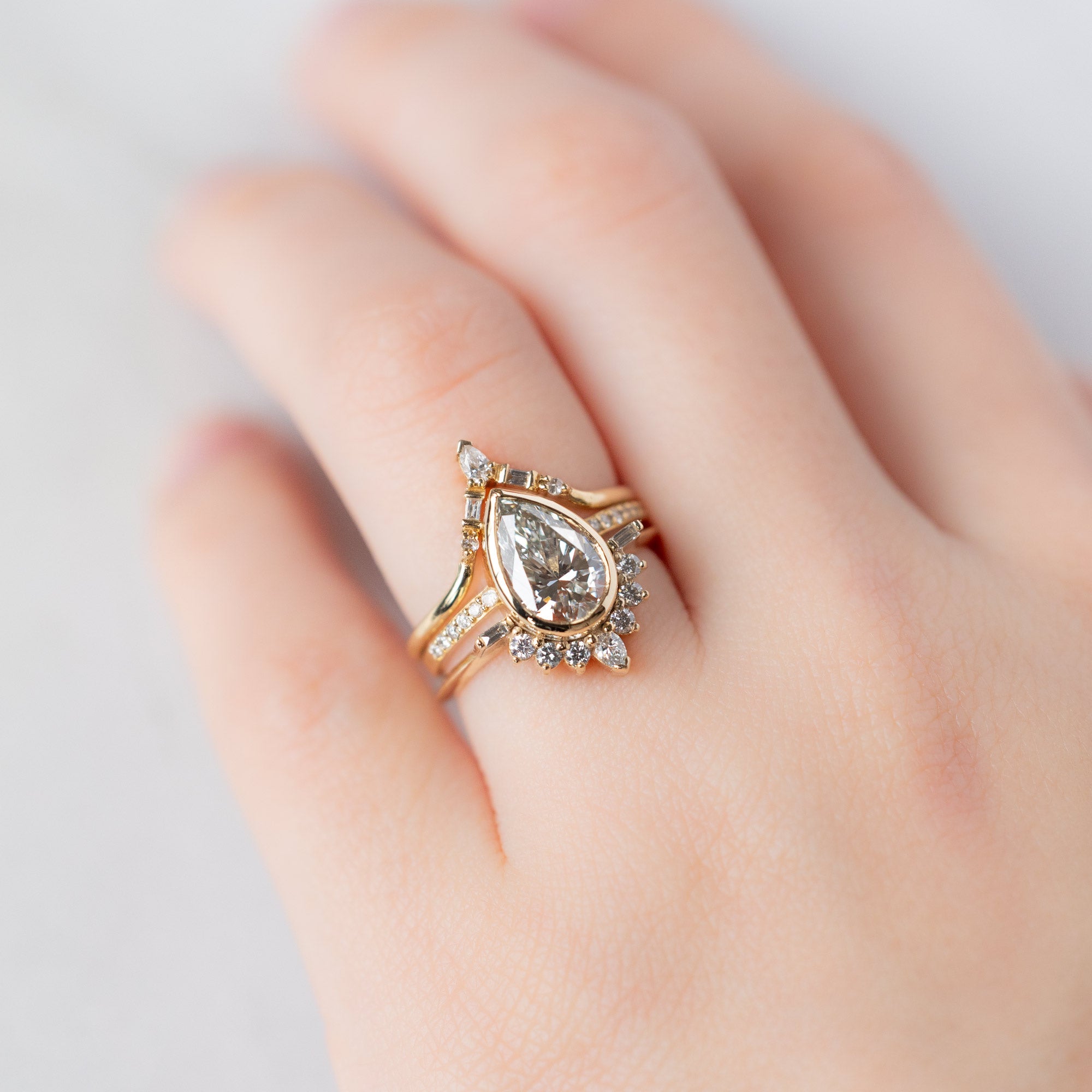 Alexis Russell  Engagement Rings The Posy Ring | 1.88ct Lab Grown Pear White Diamond in 14K Yellow Gold