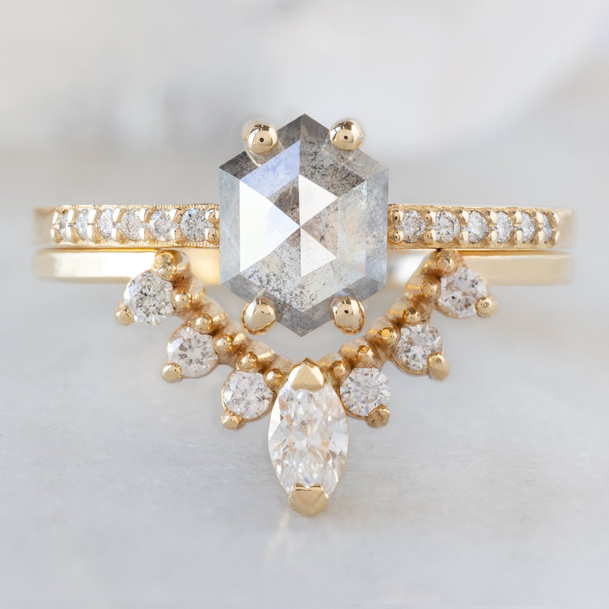 Alexis Russell  Engagement Rings The Willow Ring | Build Your Own Hexagon Salt and Pepper Diamond Engagement Ring