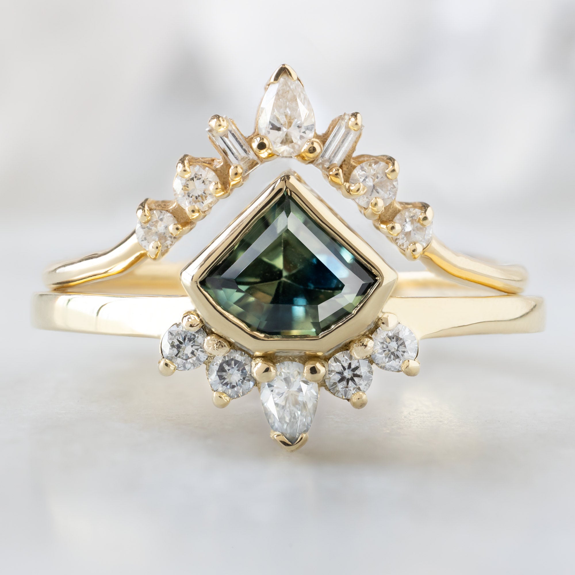 Alexis Russell  Engagement Rings The Watercolor Aster Ring | .85ct Geometric Parti Sapphire in 14K Yellow Gold