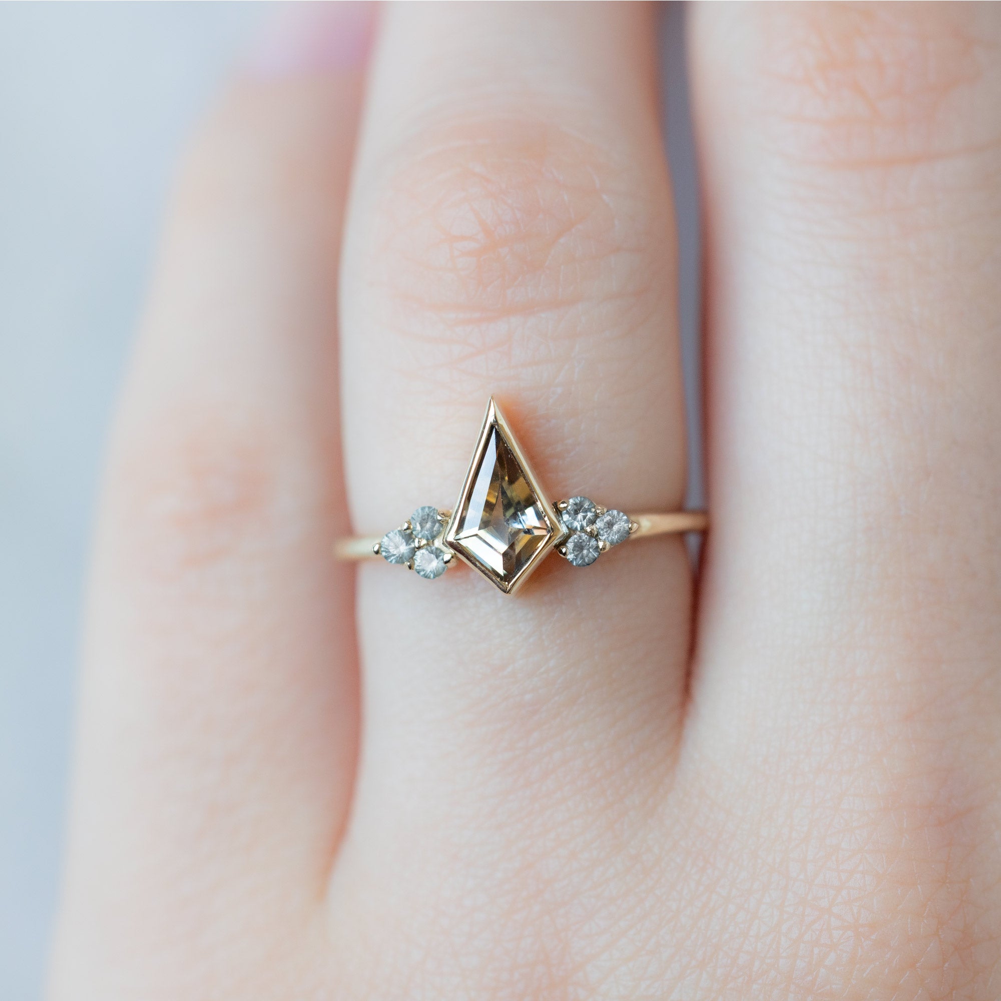 Alexis Russell  Engagement Rings The Watercolor Ivy Ring | .97ct Parti Kite Sapphire in 14K Yellow Gold