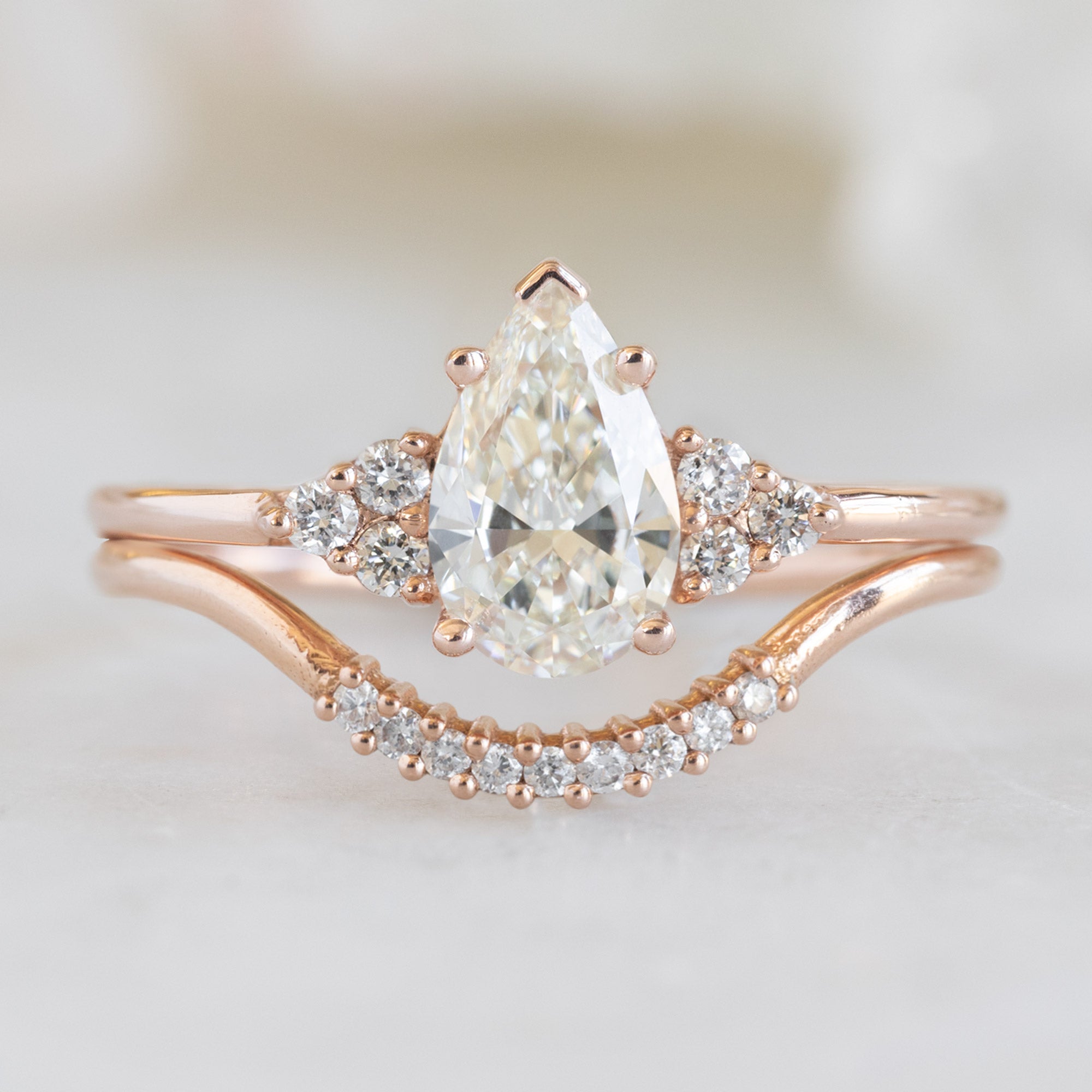 Alexis Russell Engagement Rings The Ivy Ring | 0.70ct Pear Natural White Diamond in 14k Rose Gold