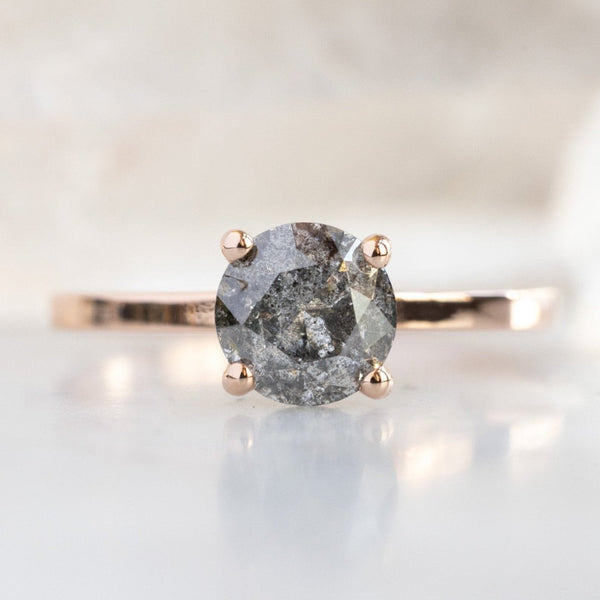 Alexis Russell Engagement Rings The Bryn Ring | 1.12ct Round Salt and Pepper Diamond in 14K Rose Gold