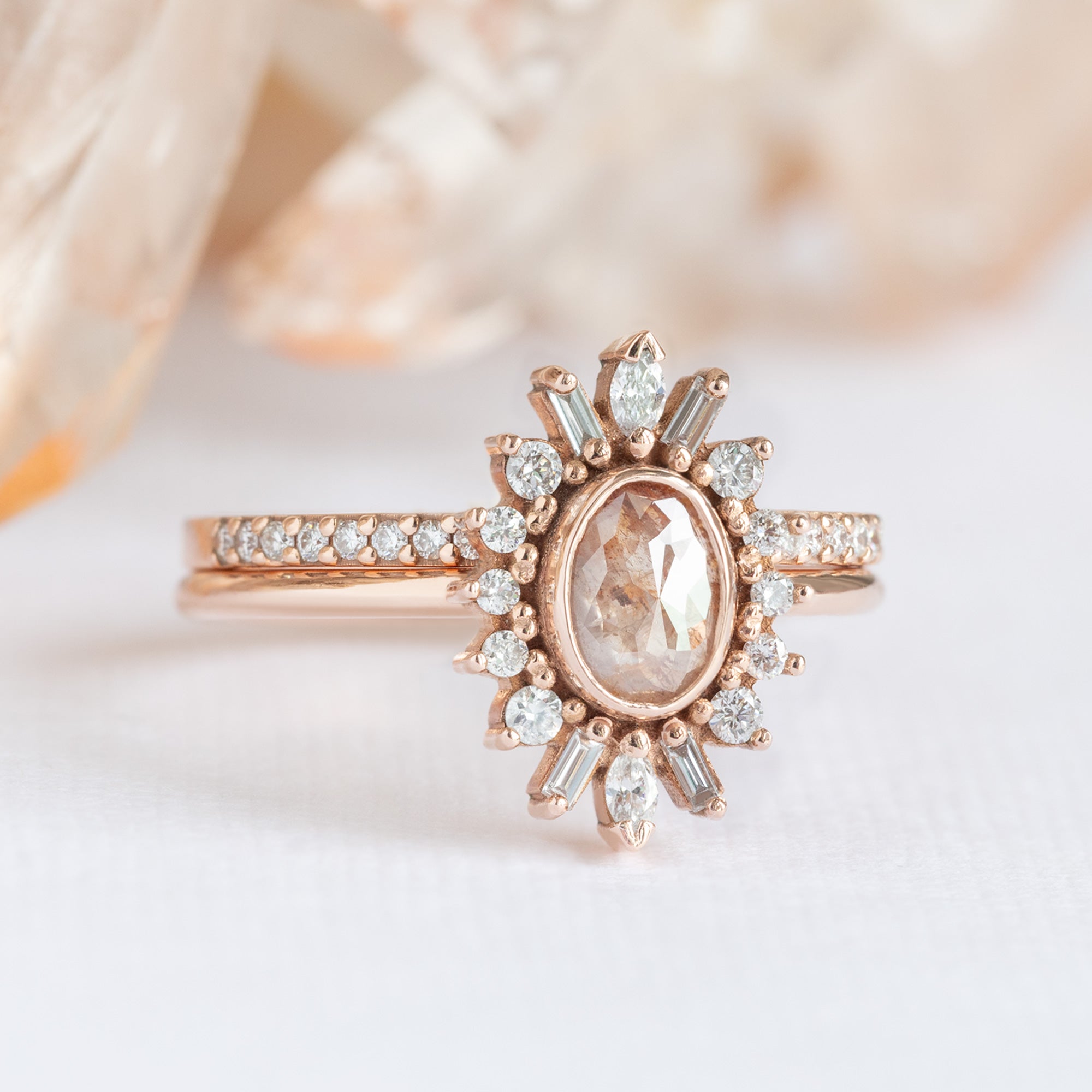 Alexis Russell Engagement Rings The Camellia Ring | 0.42ct Oval Red Diamond in 14K Rose Gold
