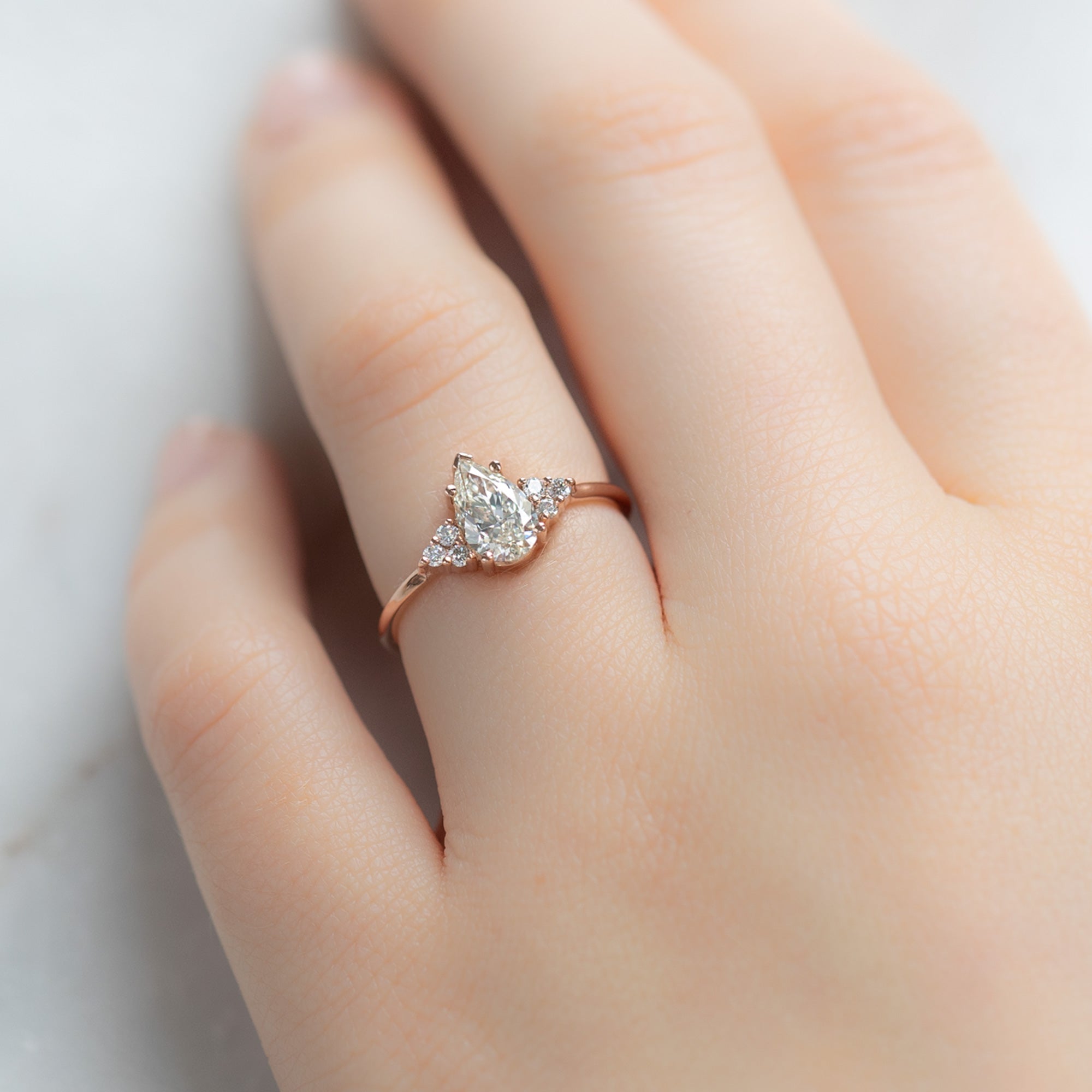 Alexis Russell Engagement Rings The Ivy Ring | 0.71ct Pear Natural White Diamond in 14K Rose Gold