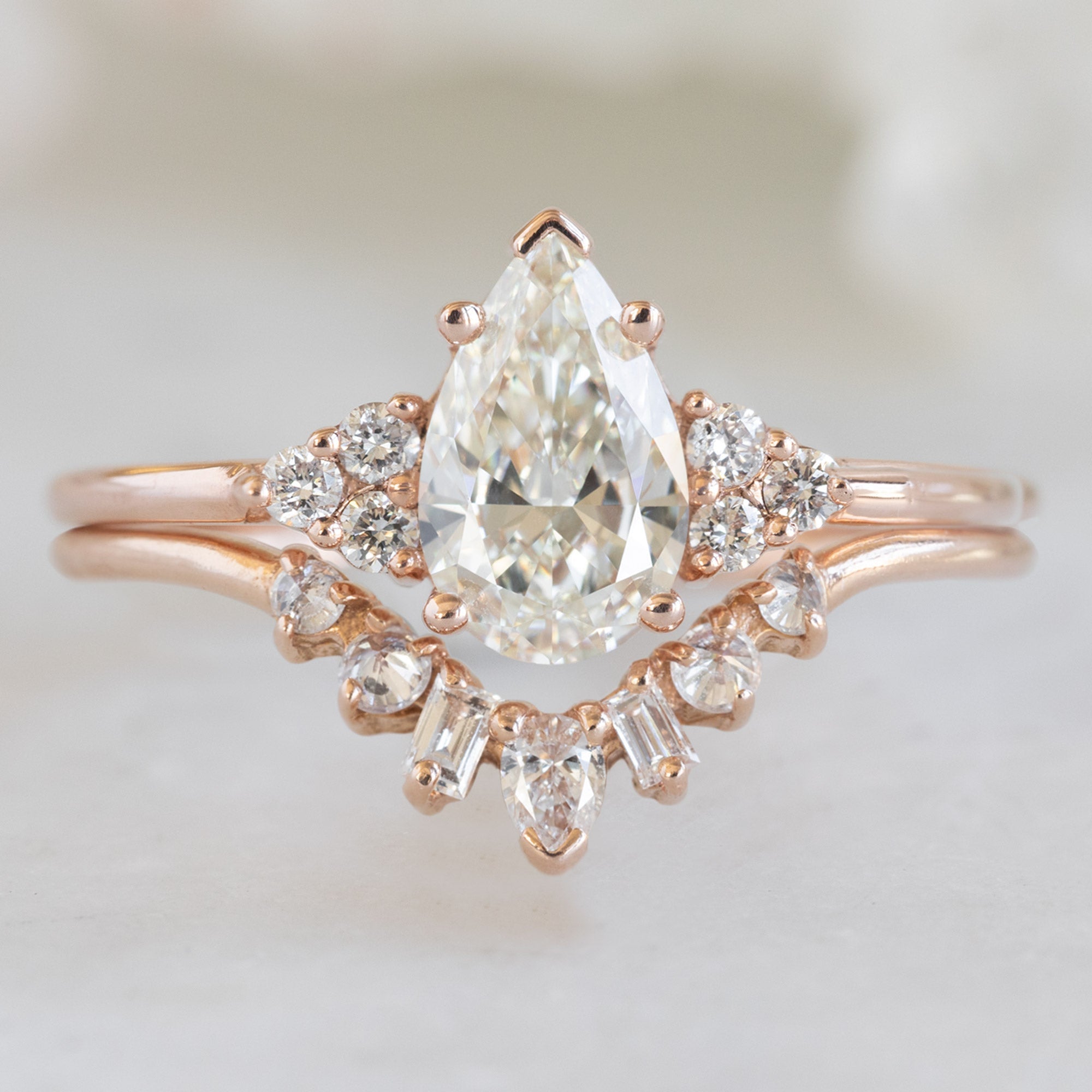 Alexis Russell Engagement Rings The Ivy Ring | 0.71ct Pear Natural White Diamond in 14K Rose Gold