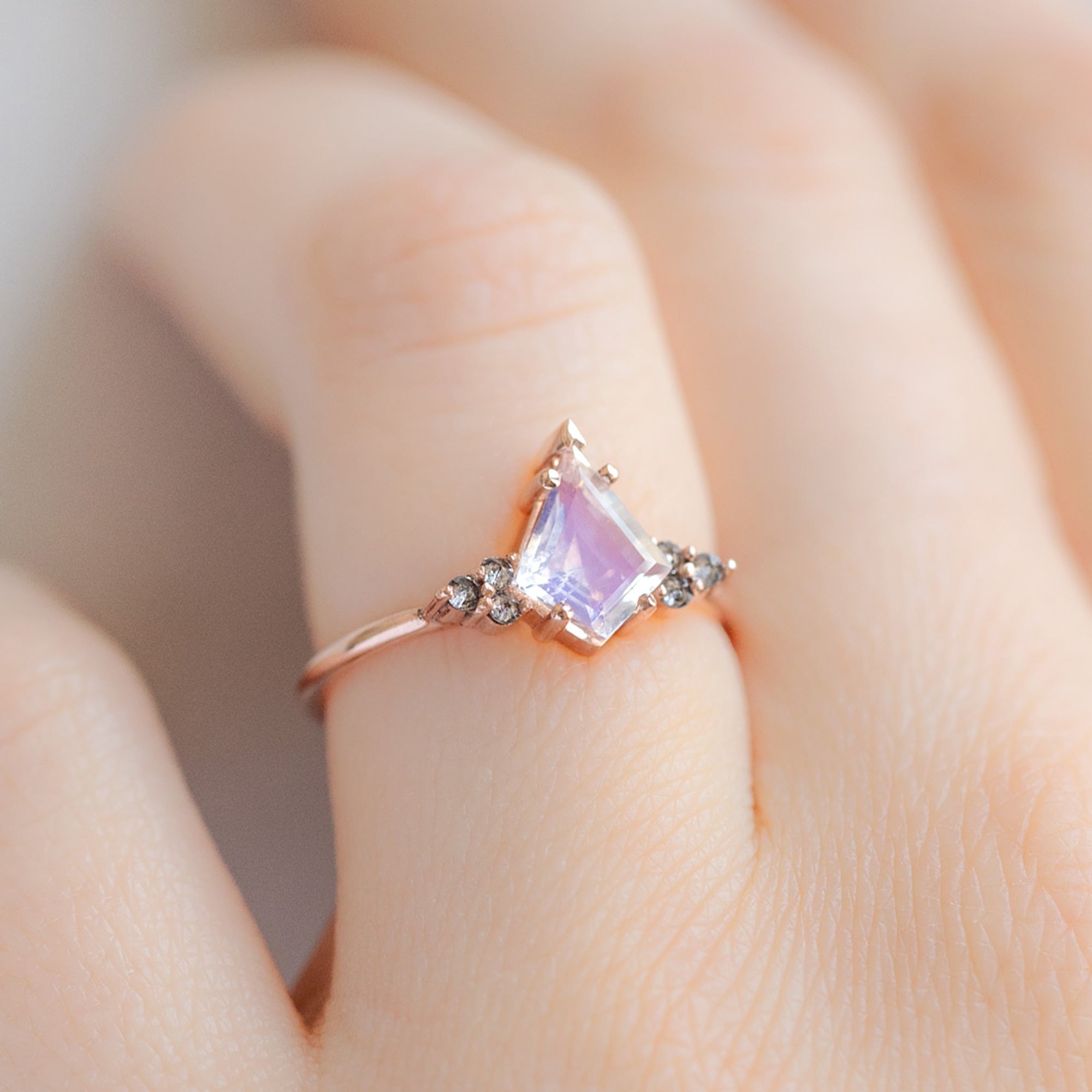 Alexis Russell Engagement Rings The Ivy Ring | 0.96ct Kite Moonstone in 14K Rose Gold