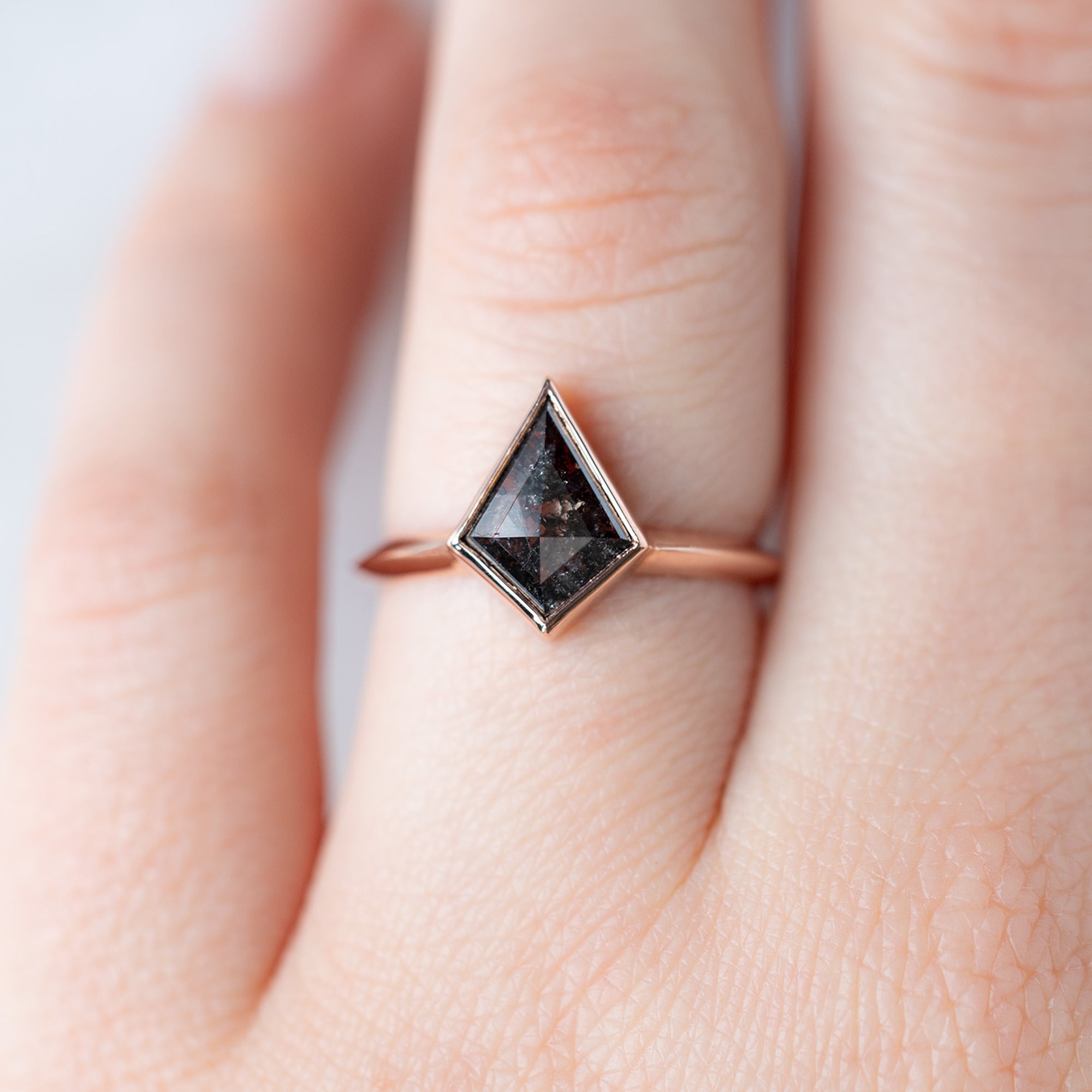 Alexis Russell Engagement Rings The Hazel Ring | 1.43ct Kite Black Diamond in 14K Rose Gold