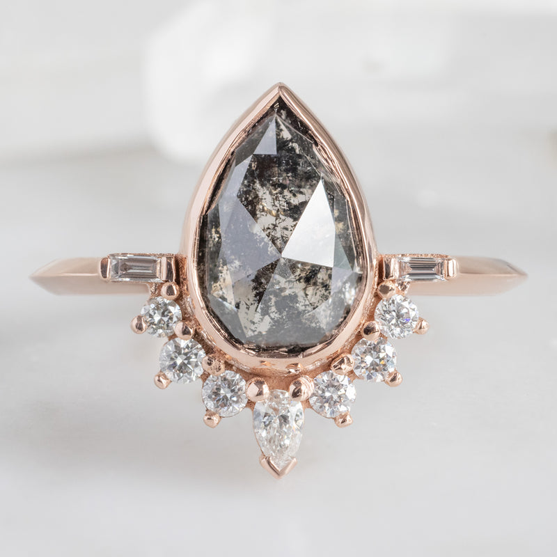 The Posy Ring | 1.67ct Rose Cut Black Diamond in 14K Rose Gold