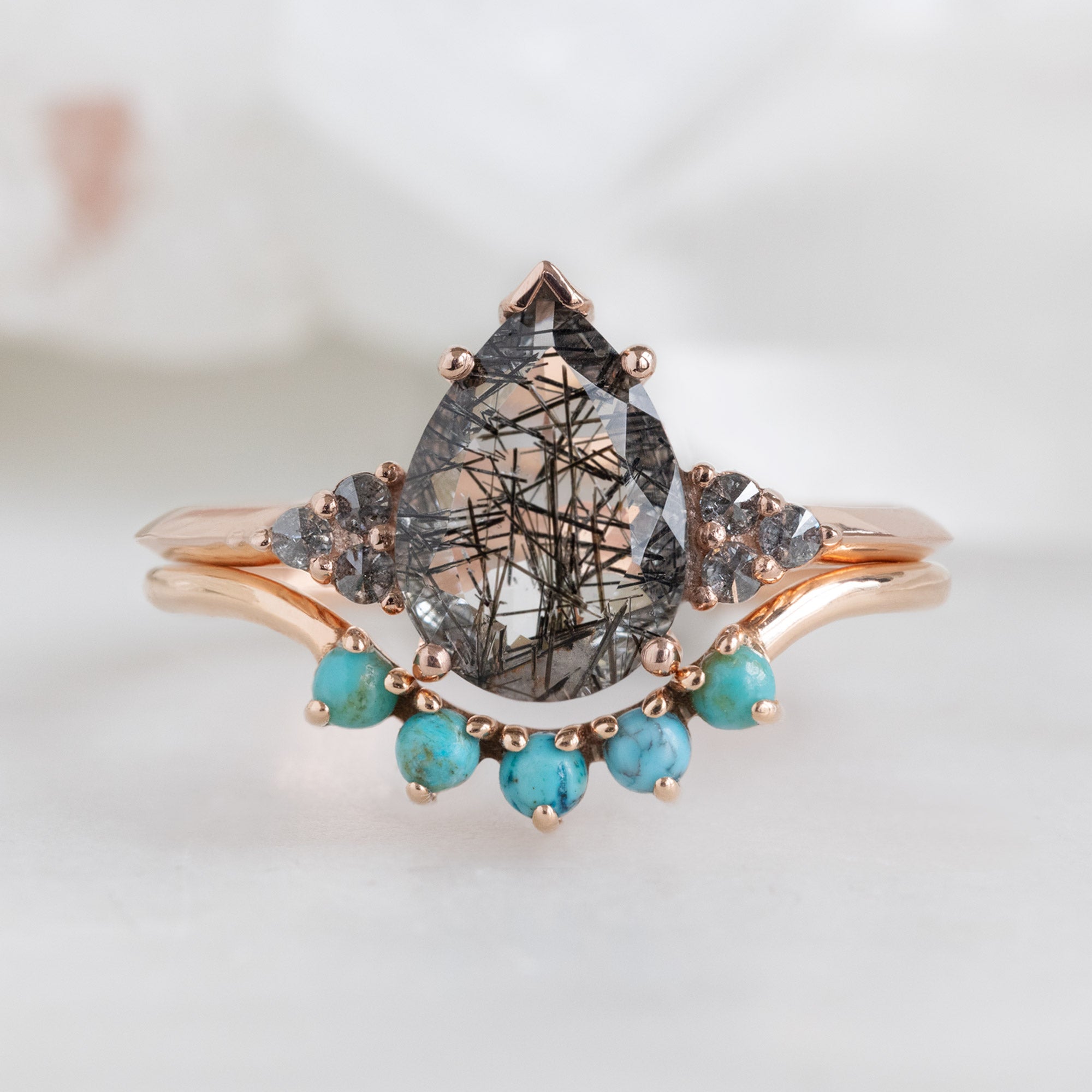 Alexis Russell Engagement Rings The Ivy Ring | 1.44ct Pear Cut Tourmaline in Quartz in 14K Rose Gold