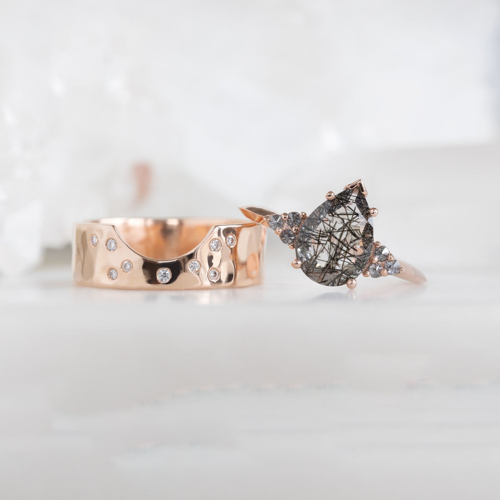 Alexis Russell Engagement Rings The Ivy Ring | 1.44ct Pear Cut Tourmaline in Quartz in 14K Rose Gold