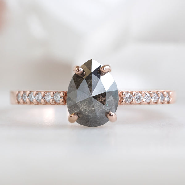 Alexis Russell Engagement Rings The Willow Ring | 0.81ct Pear Black Diamond in 14K Rose Gold
