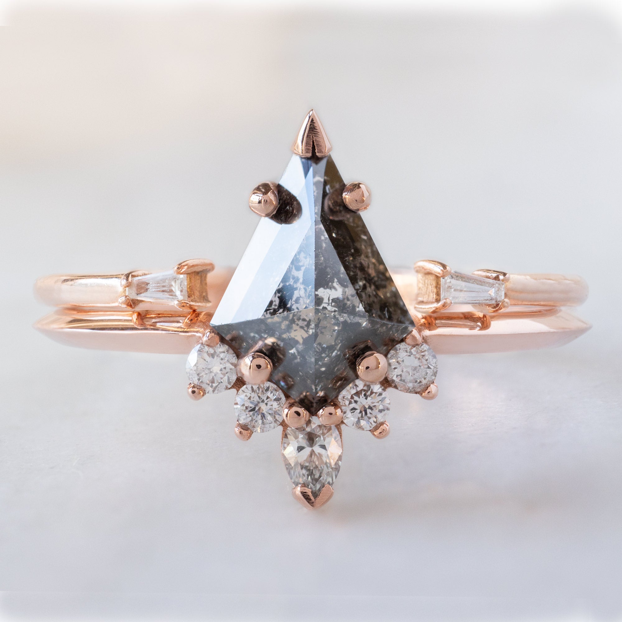 Alexis Russell Engagement Rings The Aster Ring | 1.14ct Kite Black Diamond in 14K Rose Gold